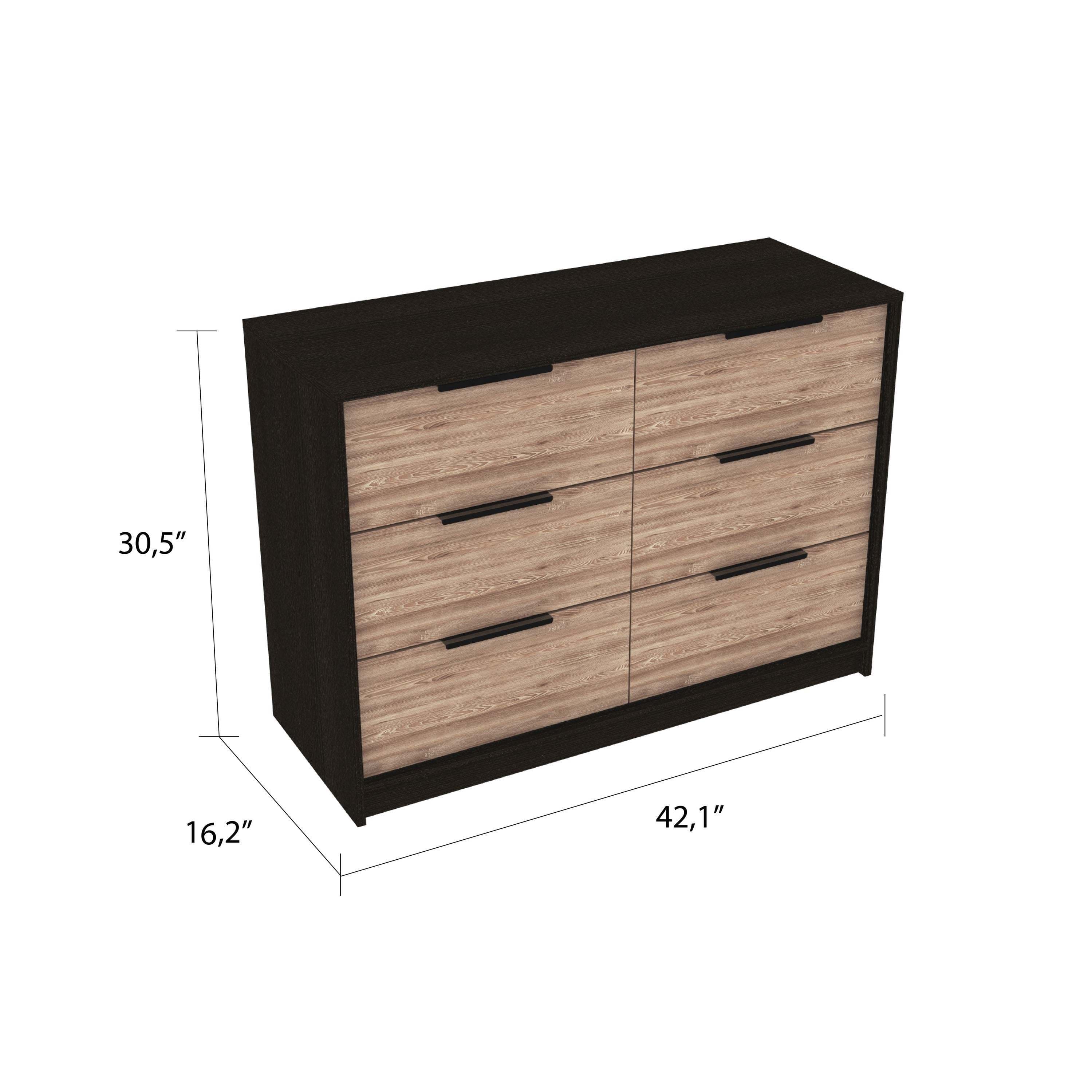 Bangor 2 Piece Bedroom Set, Egeo 4 Drawer Dresser + Omaha Nightstand, Black / Pine