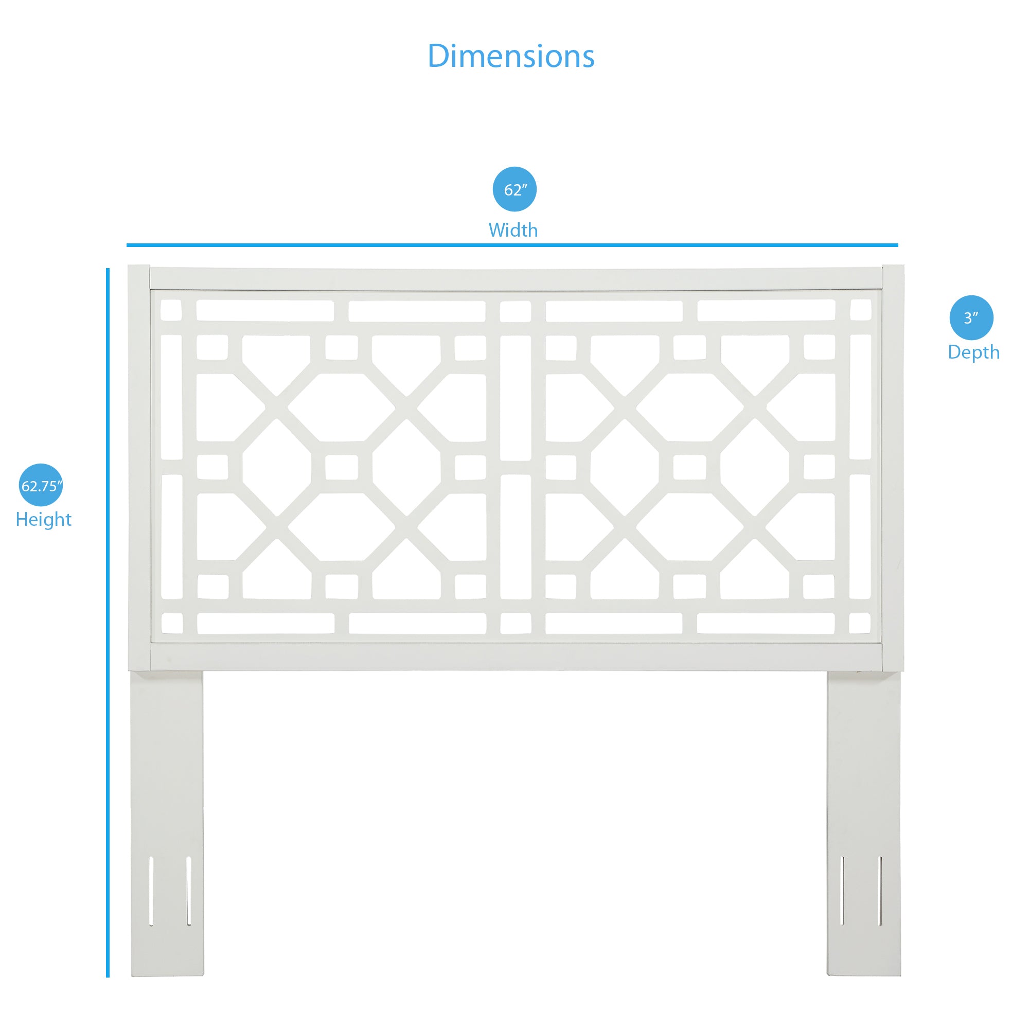 Tabor Chippendale White Headboard - Queen/Full