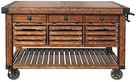 ACME Kaif Kitchen Cart, Distressed Chestnut 98184