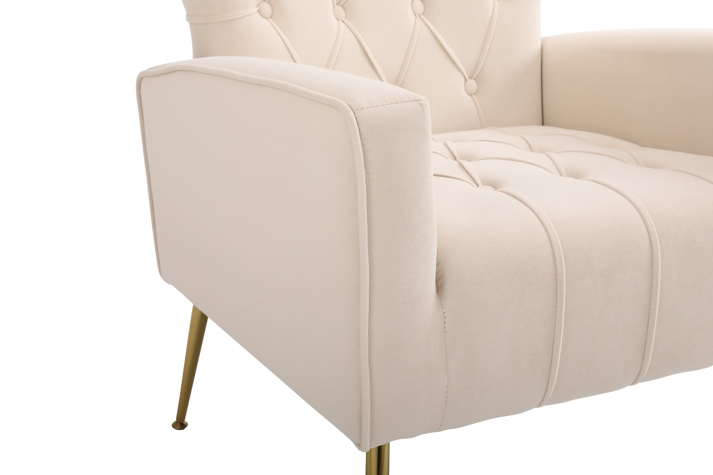 Modern Accent Chair with Ottoman,  Comfy  Armchair for Living Room, Bedroom, Apartment, Office (Beige)