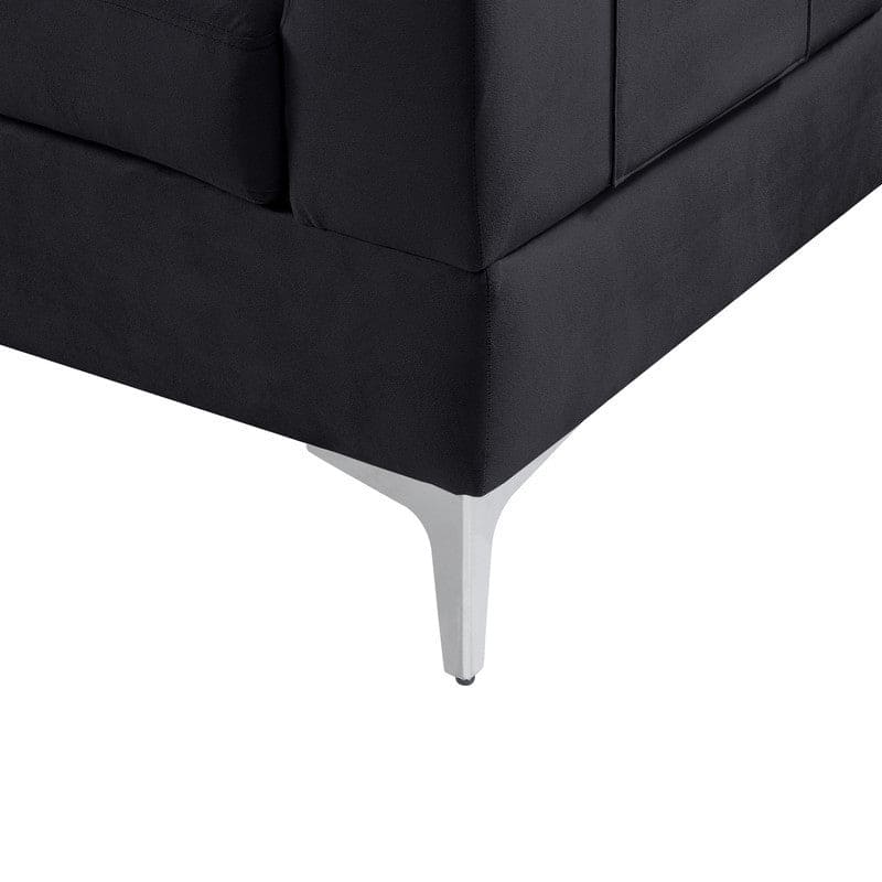 Chloe Black Velvet Sectional Sofa Chaise with USB Charging Port