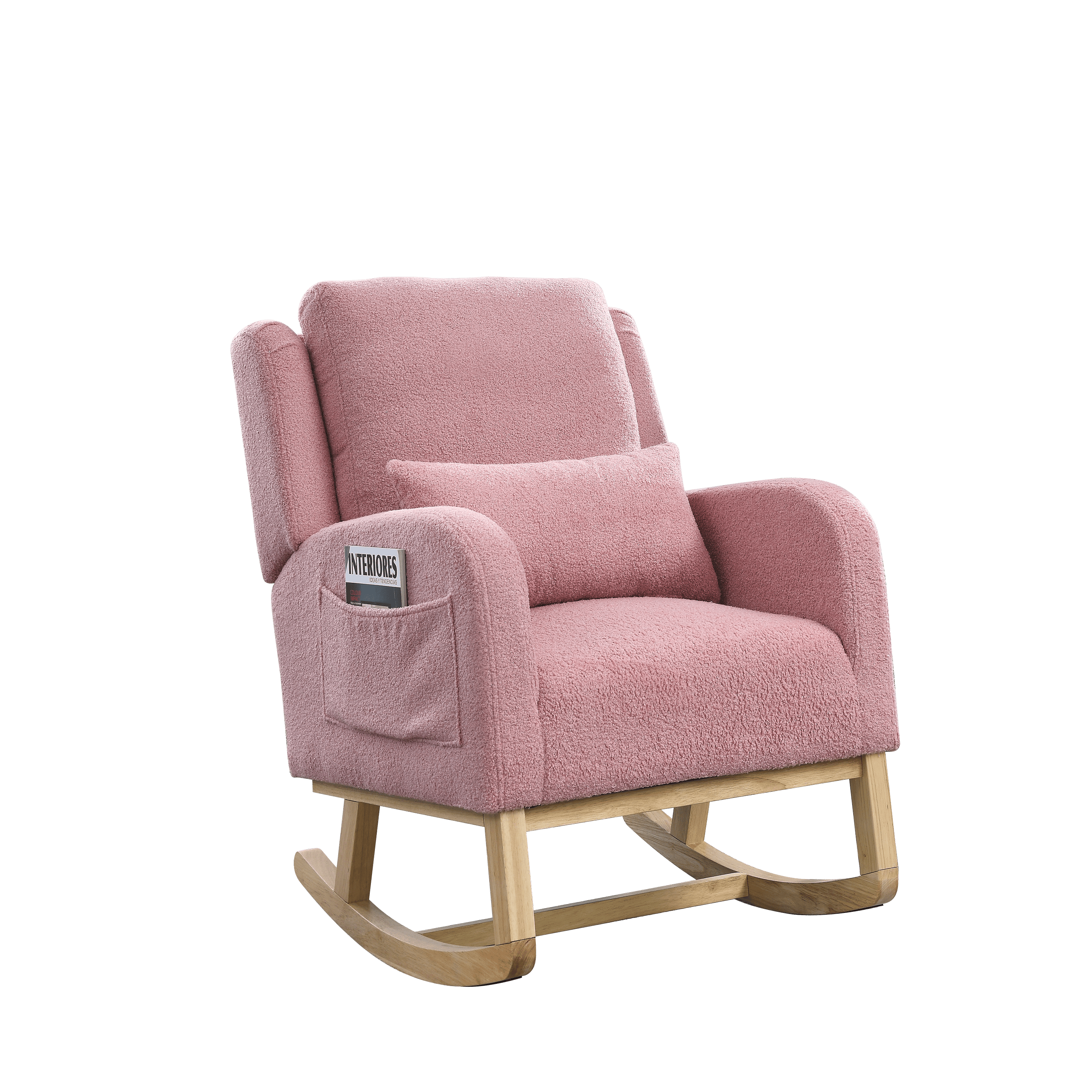 [Video] Welike 27.5 "W Modern Accent High Back Living Room Casual Armchair Rocker with One Lumbar Pillow, Two Side Pockets,Teddy.