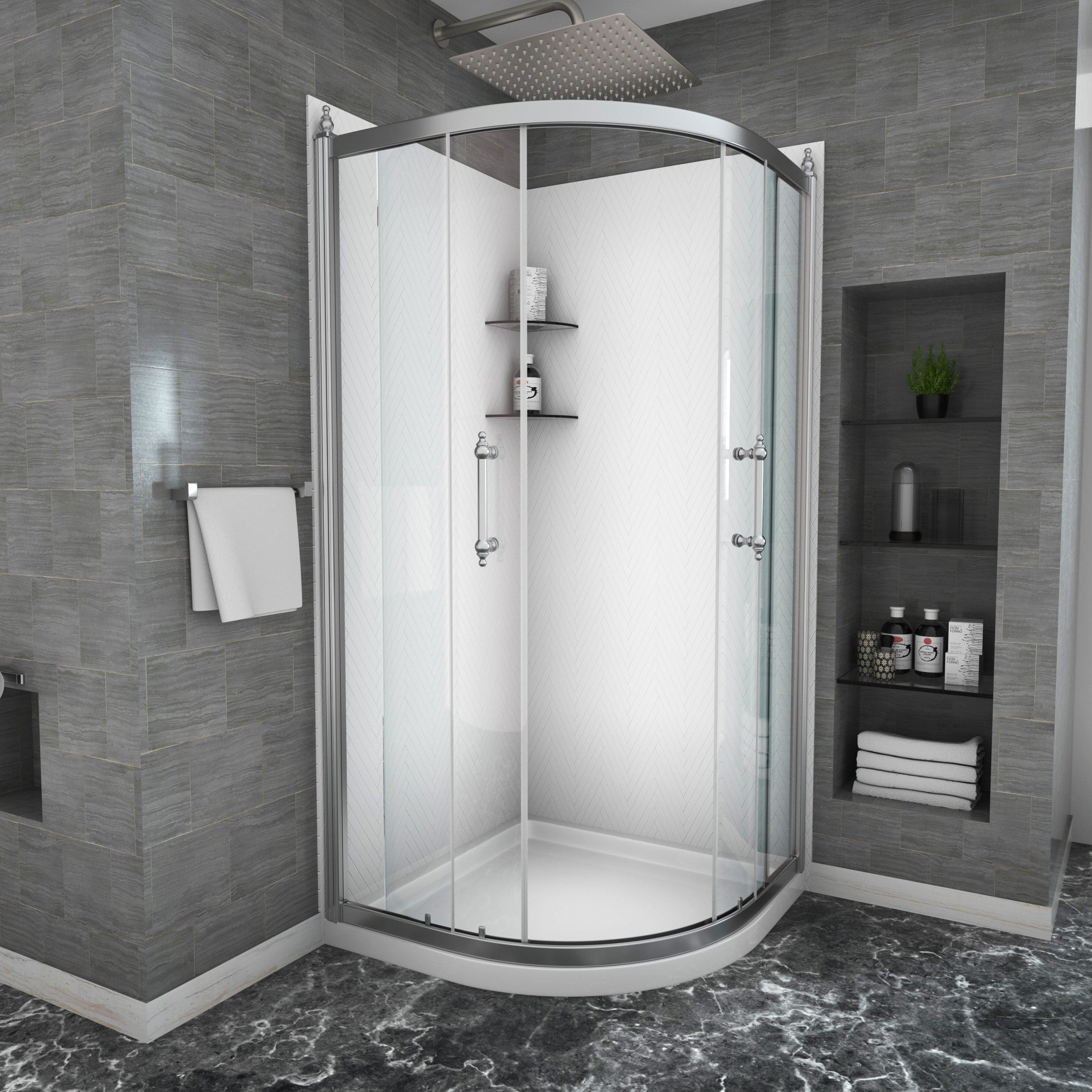 Shower Door 36" x 72" Framed Tub Shower Enclosure in Chrome