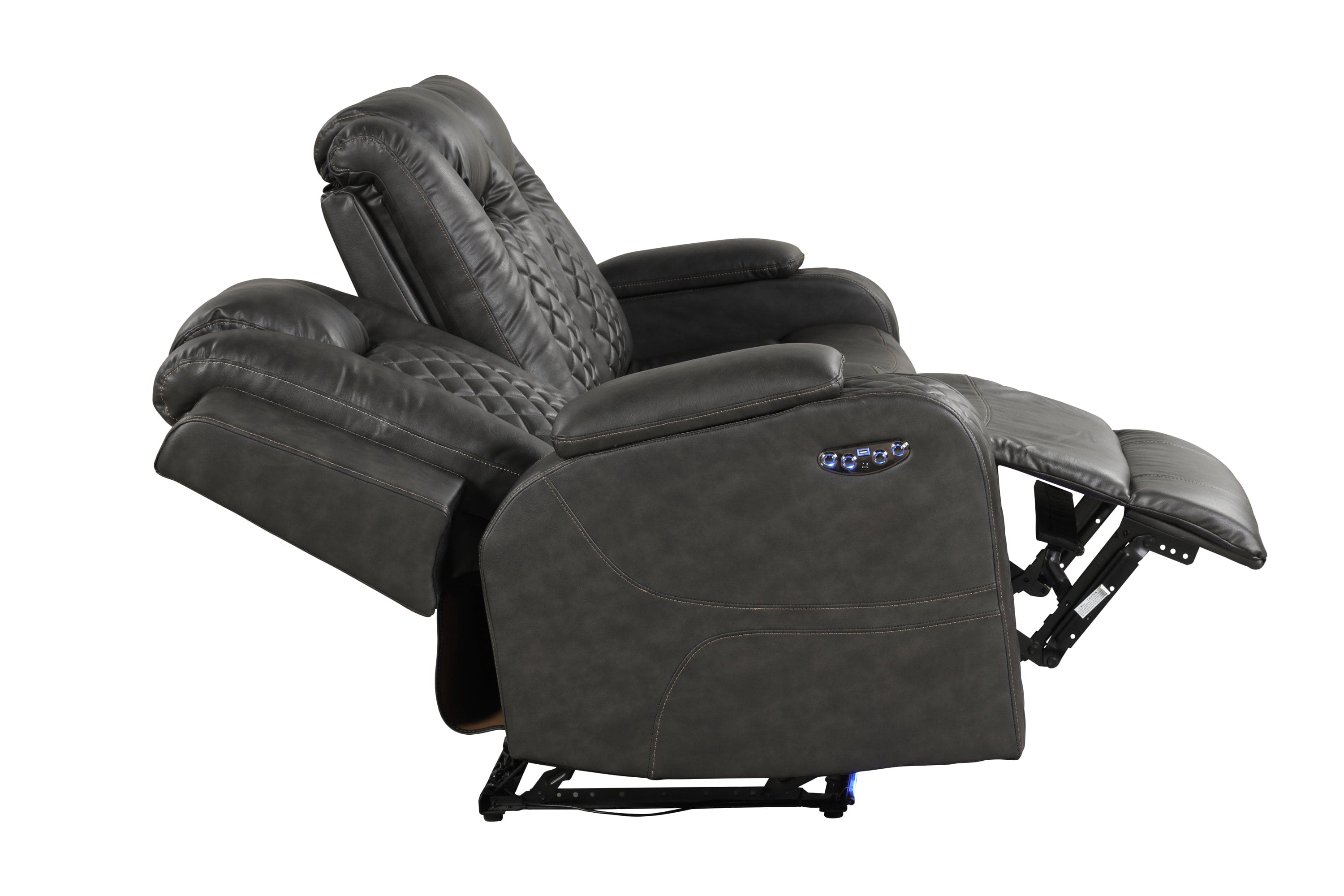 Benz LED & Power Reclining Loveseat Made With Faux Leather in Black