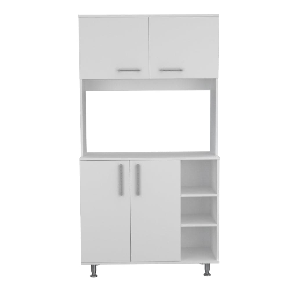 Dorchester 6-Shelf 6-Door 2-piece Kitchen Set, Kitchen Island and Pantry Cabinet White and Light Oak