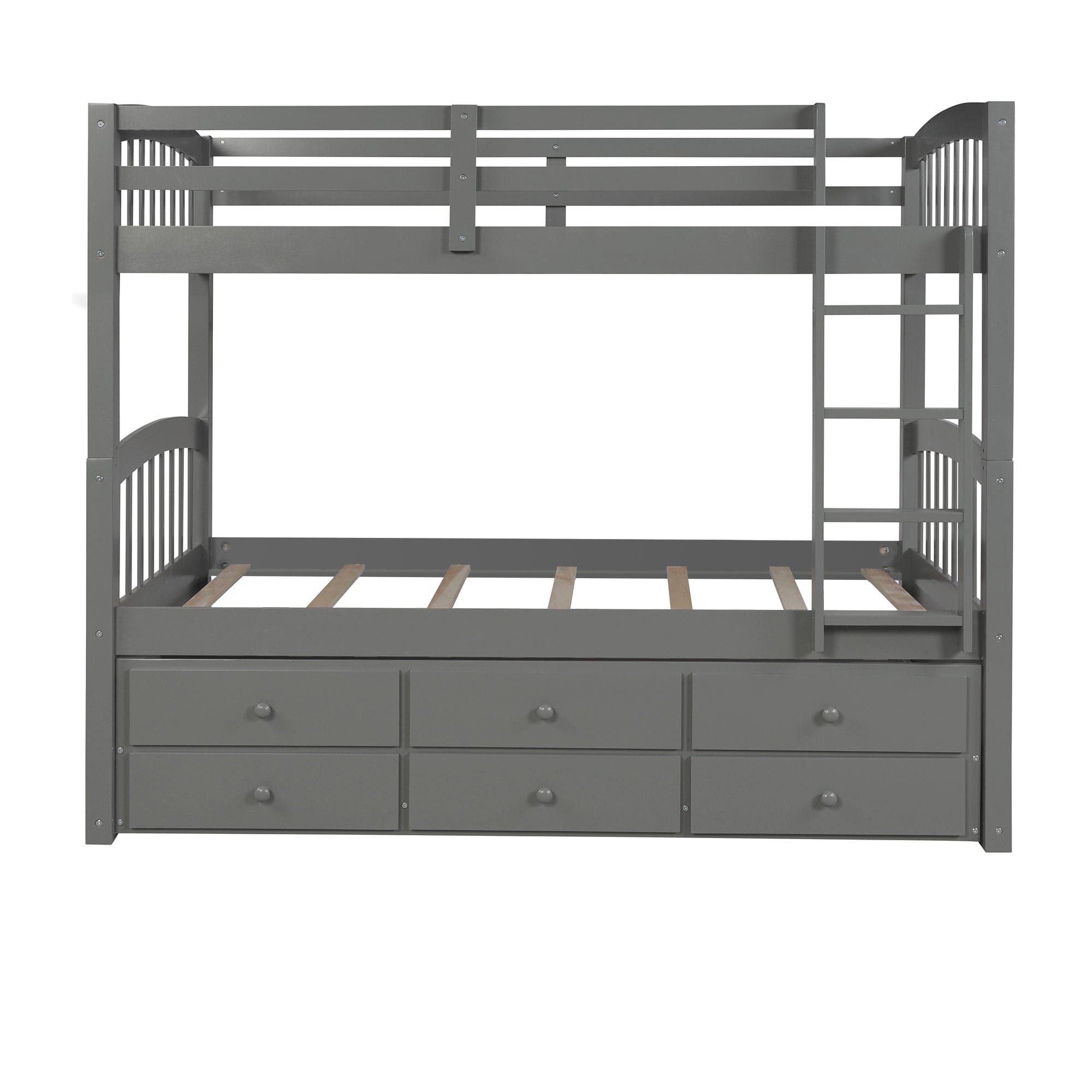 Twin Bunk Bed with Ladder, Safety Rail, Twin Trundle Bed with 3 Drawers for Bedroom, Guest Room Furniture(Gray)(OLD SKU :LP000071AAE)