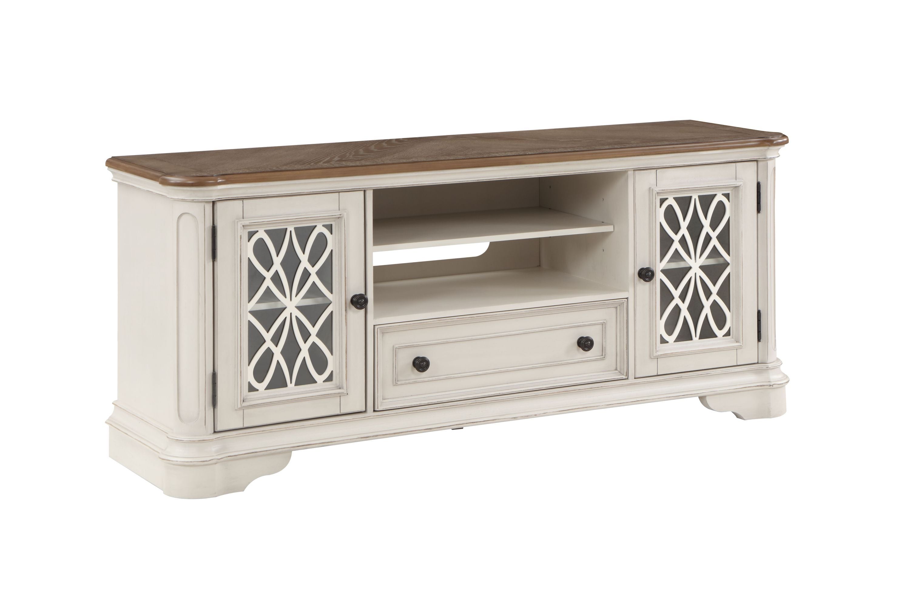 ACME Florian TV Stand in Oak & Antique White Finish LV01665