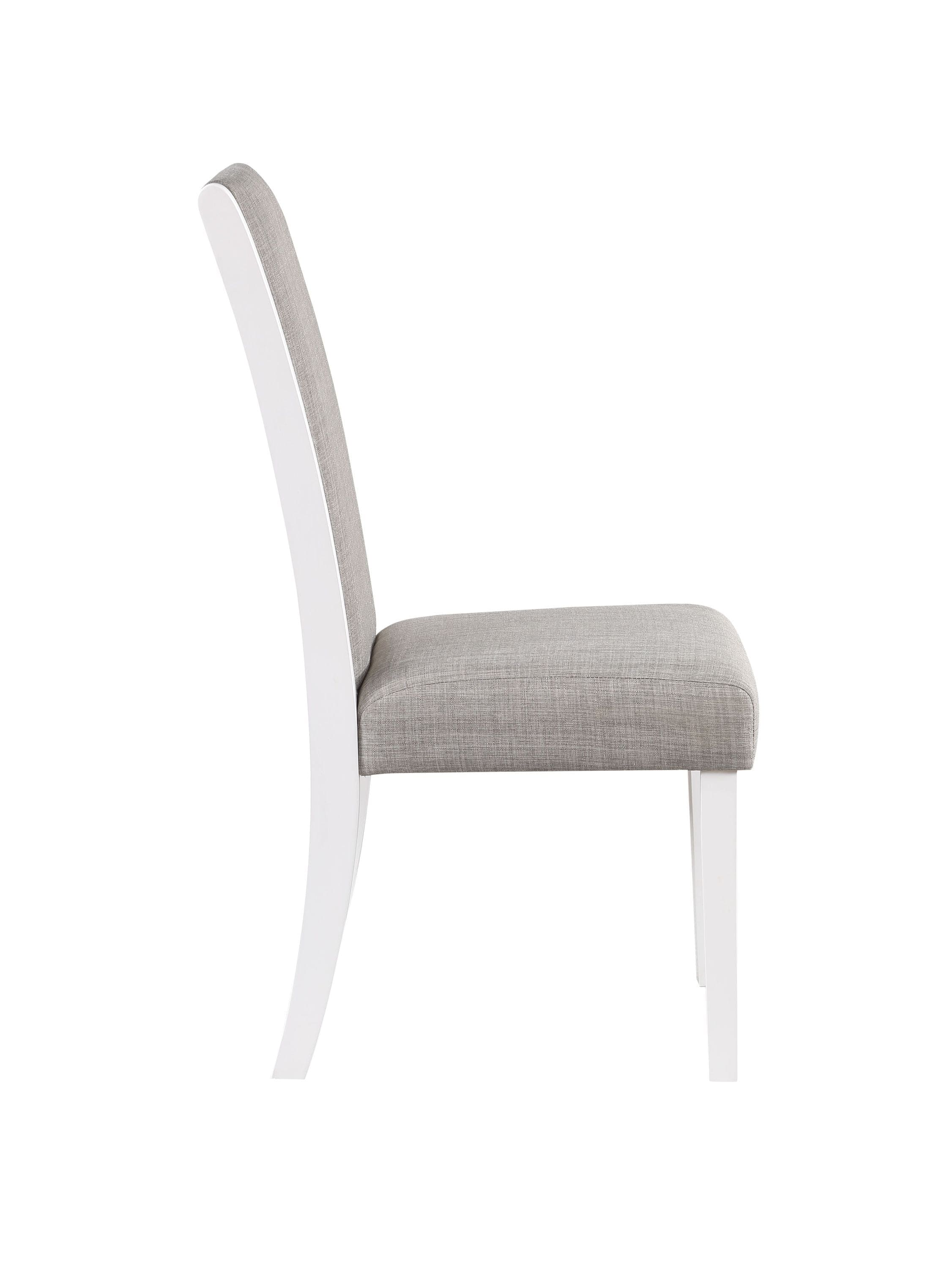 ACME Hollyn Side Chair (Set-2), Gray Linen & White Finish DN02160