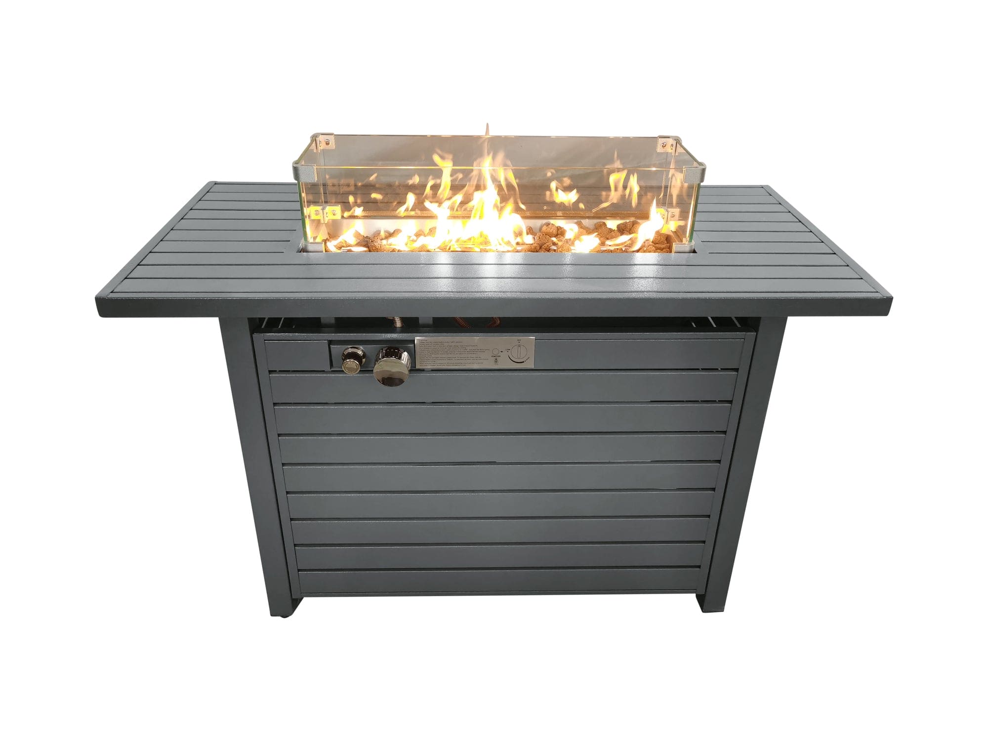 Living Source International 11'' H x 42'' L Steel Propane Outdoor Fire Pit Table with Lid