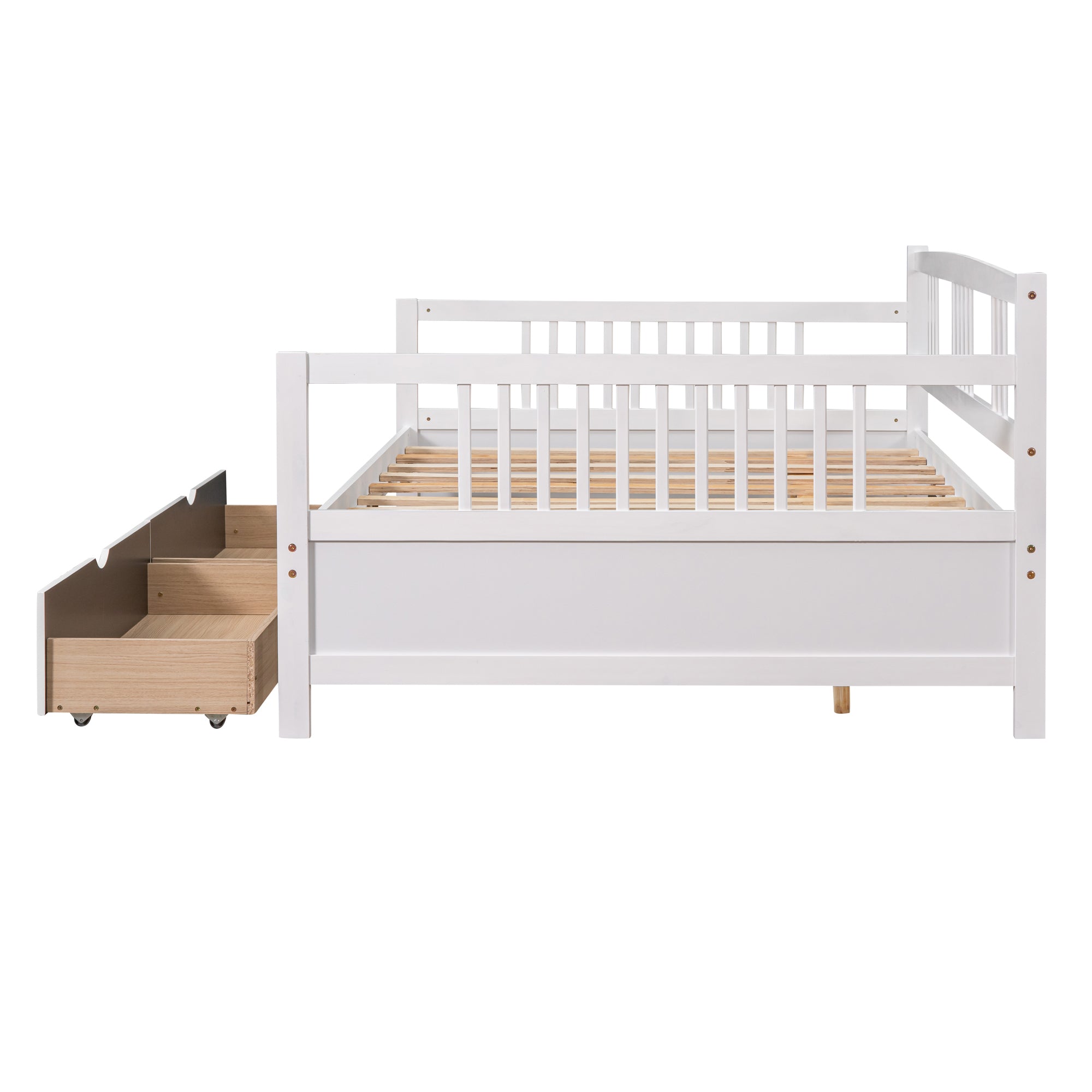 Full Size Daybed Wood Bed with Two Drawers,White(OLD  SKU:LP000058AAK)