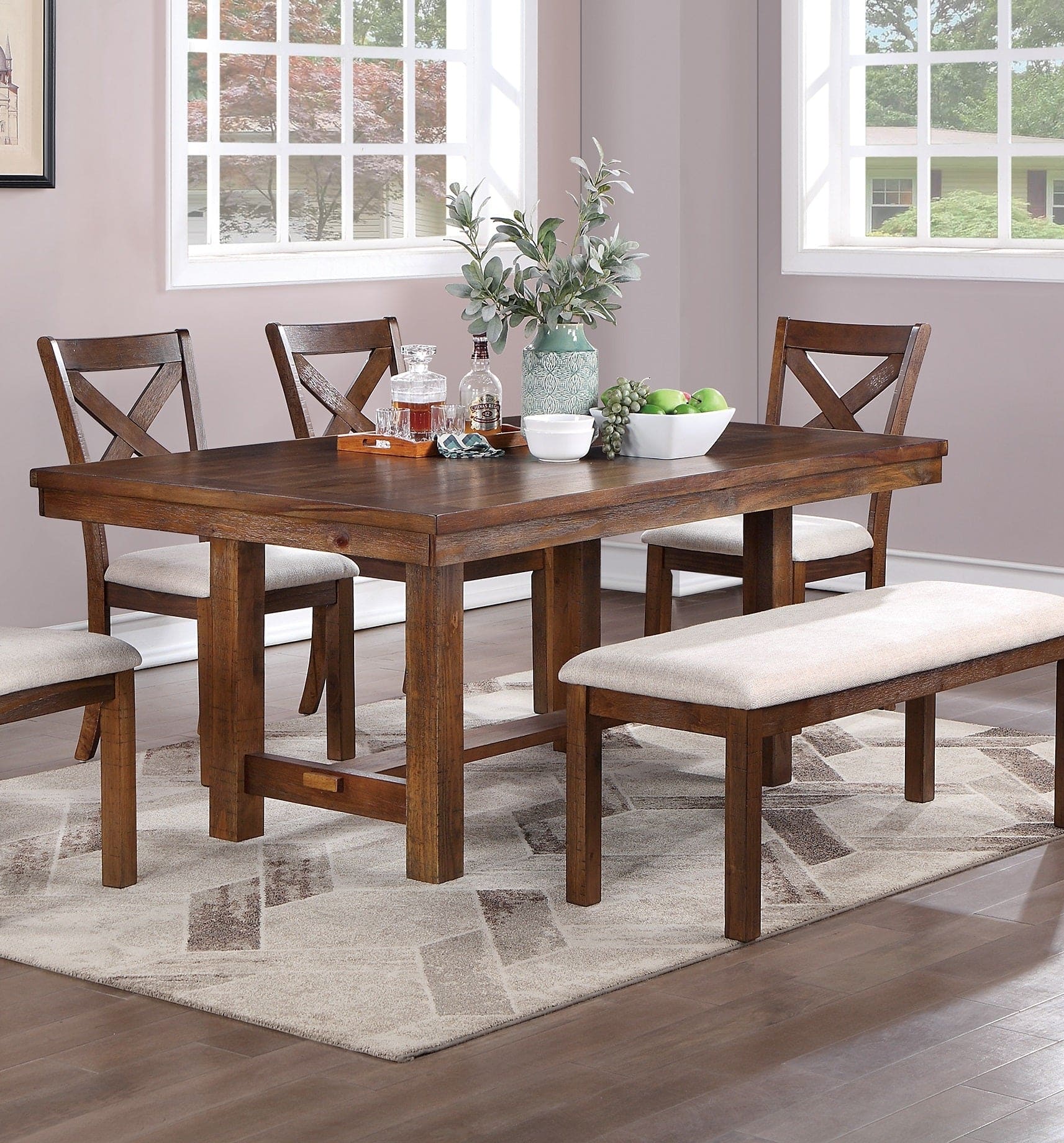 1pc Bench Only Natural Brown Finish Solid wood Contemporary Style Kitchen Dining Room Furniture Seating