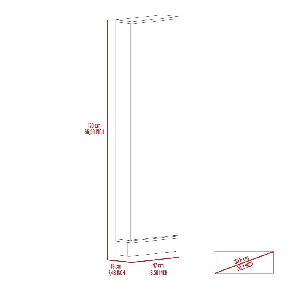 Shoe Rack Chimg, Mirror, Five Interior Shelves, Single Door Cabinet, Black Wengue Finish