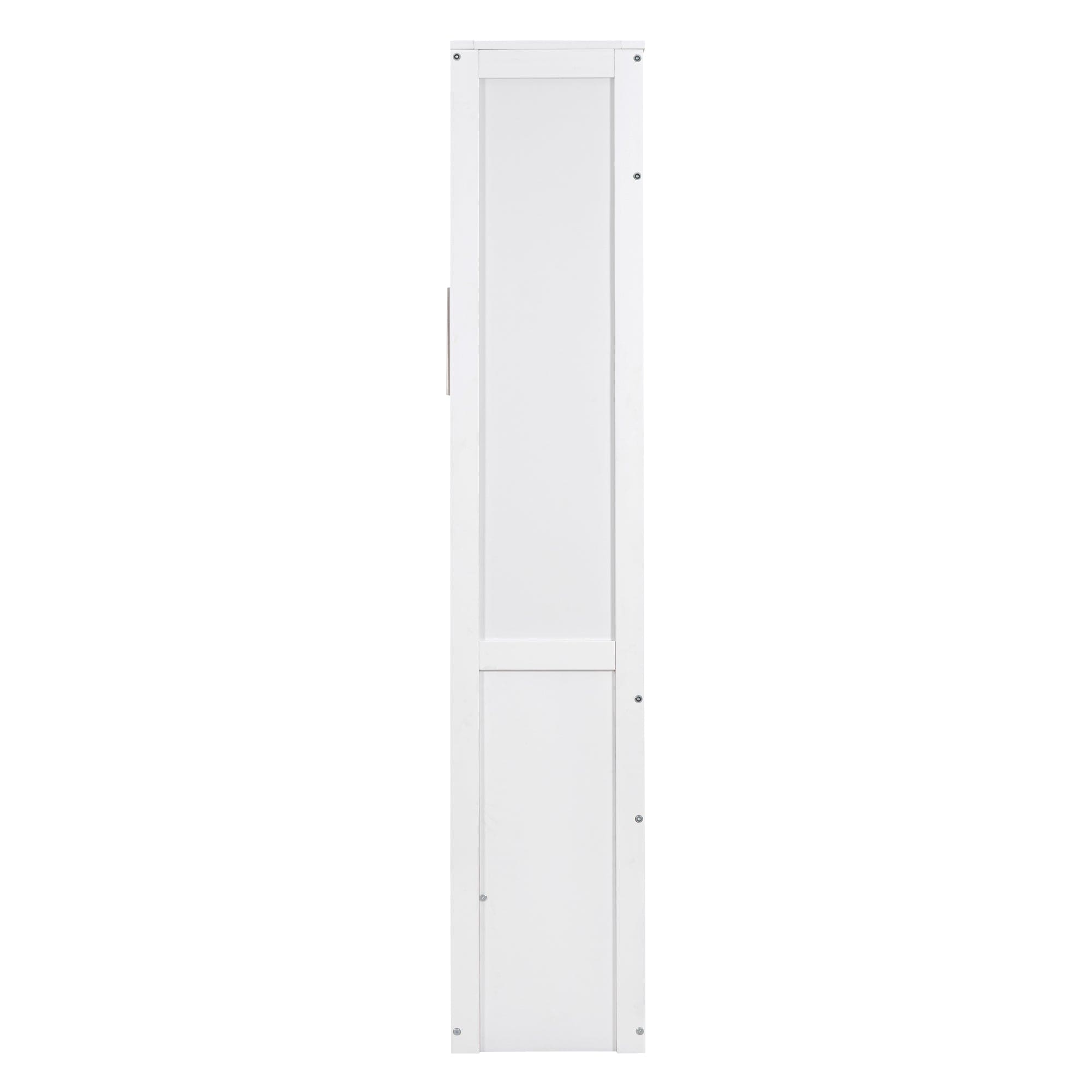 Full Size Murphy Bed Wall Bed with Shelves,White