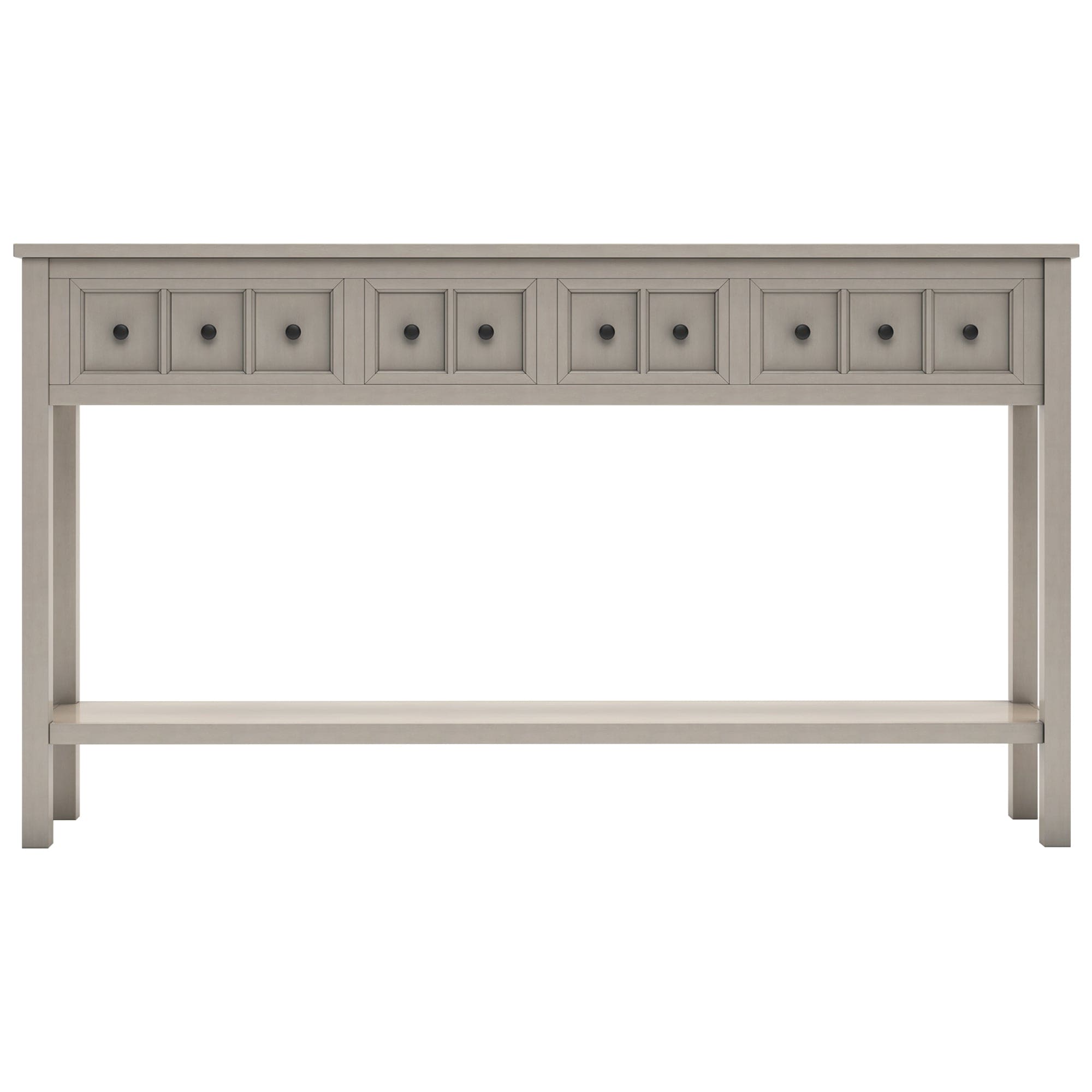 TREXM Rustic Entryway Console Table, 60" Long Sofa Table with two Different Size Drawers and Bottom Shelf for Storage (Gray Wash)