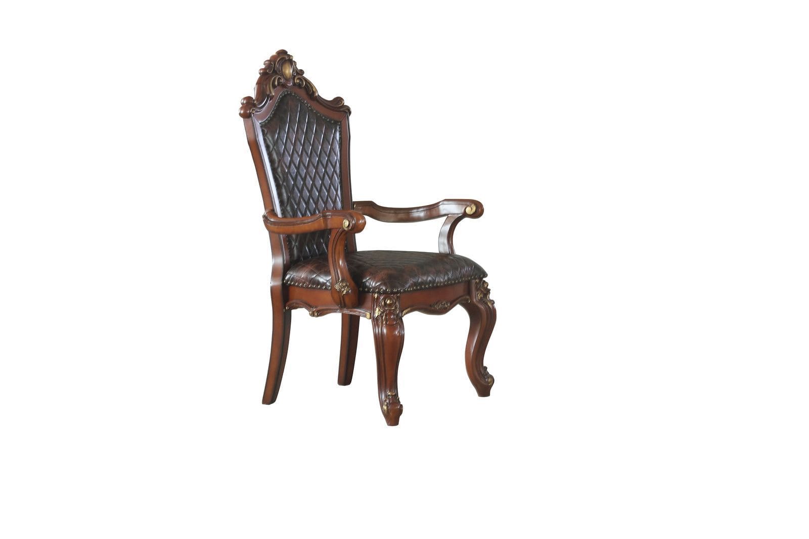 ACME Picardy Arm Chair (Set-2), Cherry Oak & PU 68223