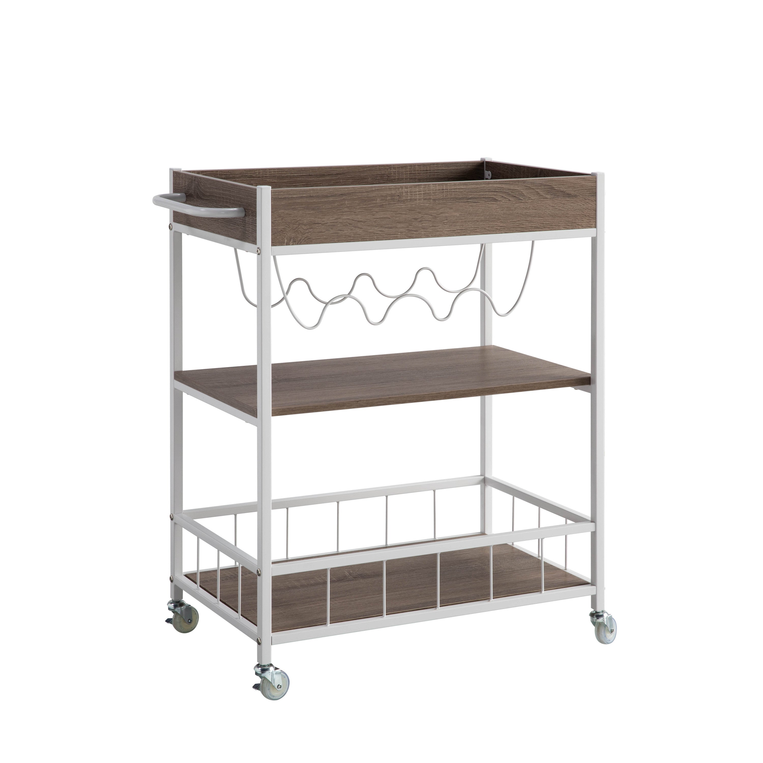 ID USA  223087 Kitchen Cart Dark Taupe & White