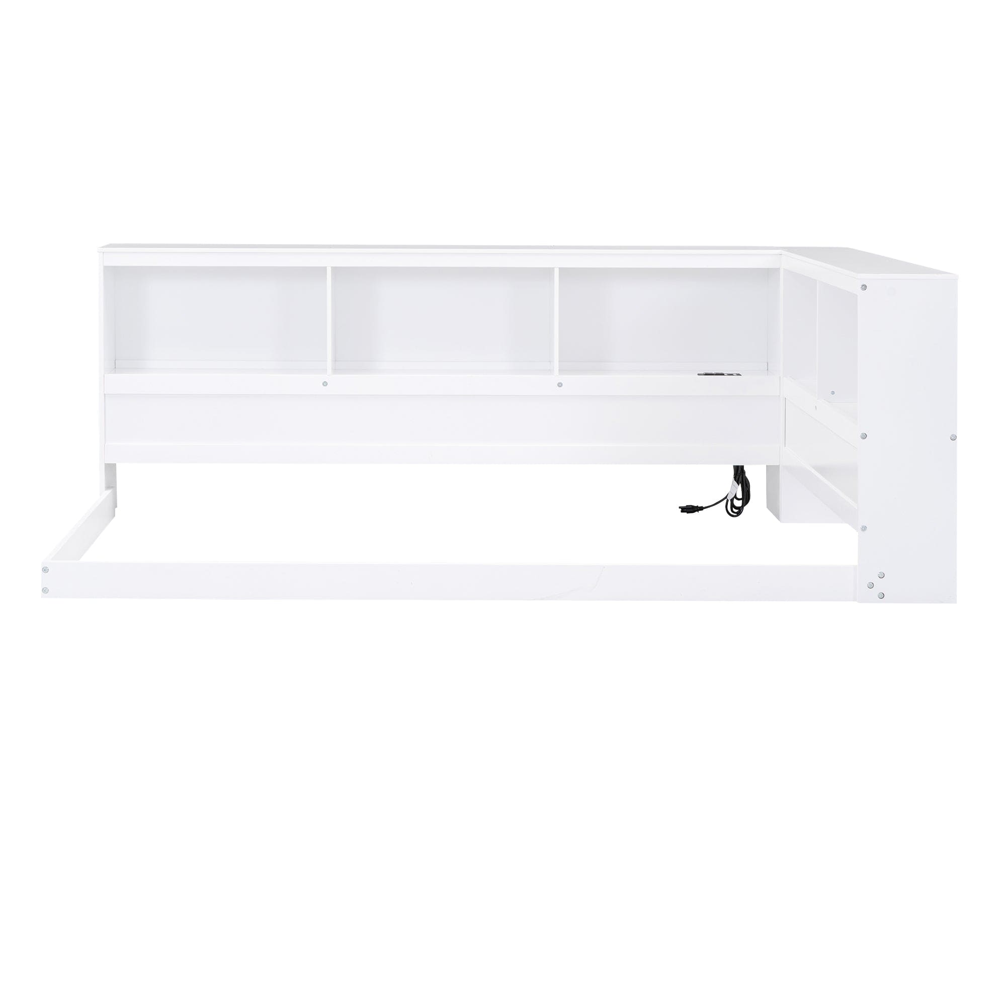 Wood Twin Size Daybed with Storage Cabinets and USB Ports, White