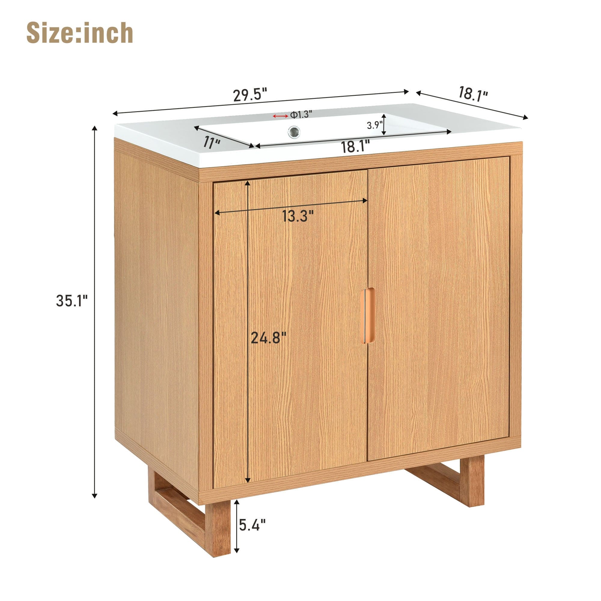 30" Bathroom vanity Set with Sink, Combo Cabinet, Bathroom Storage Cabinet, Solid Wood Frame