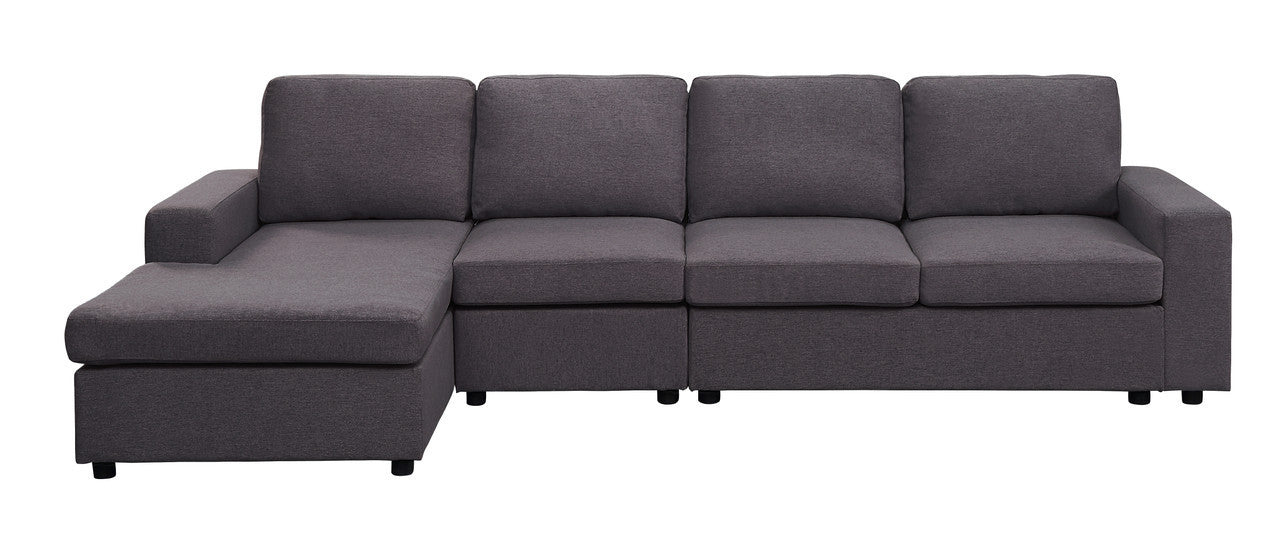 Dunlin Sofa with Reversible Chaise in Dark Gray Linen