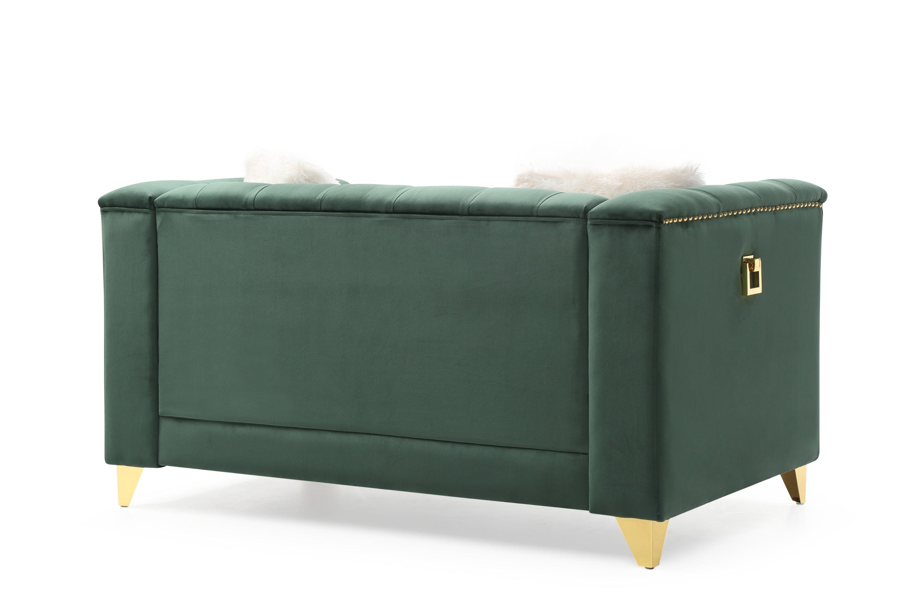 Russell Tufted Upholstery Loveseat Finished in Velvet Fabric in Green