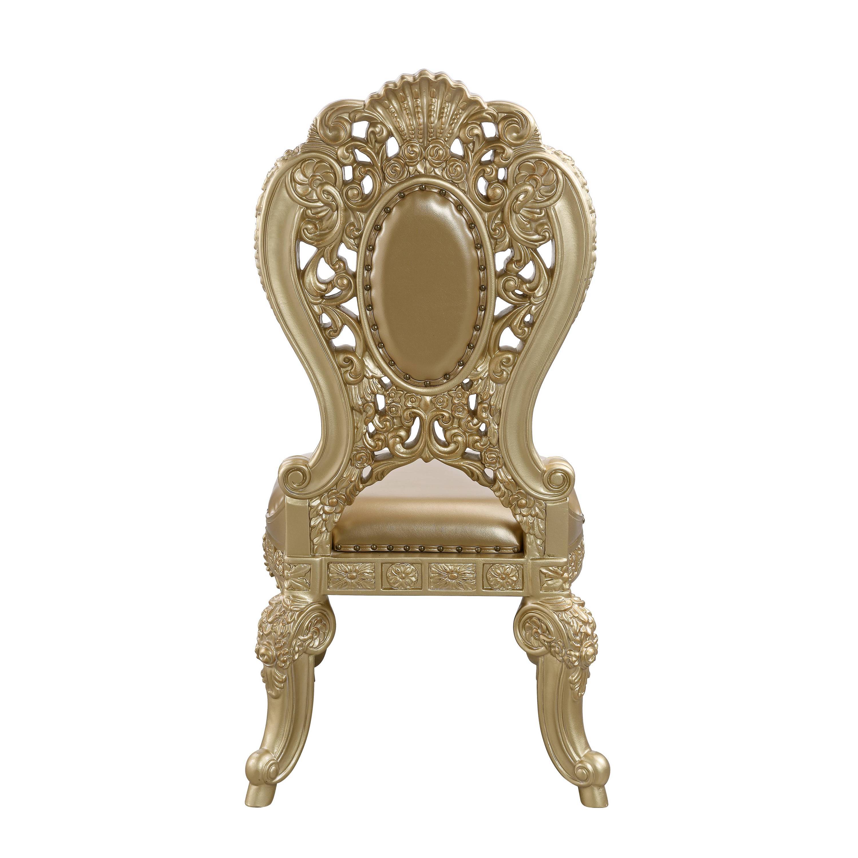 ACME Seville Side Chair (1Pc/1Ctn), Tan PU & Gold Finish DN00458