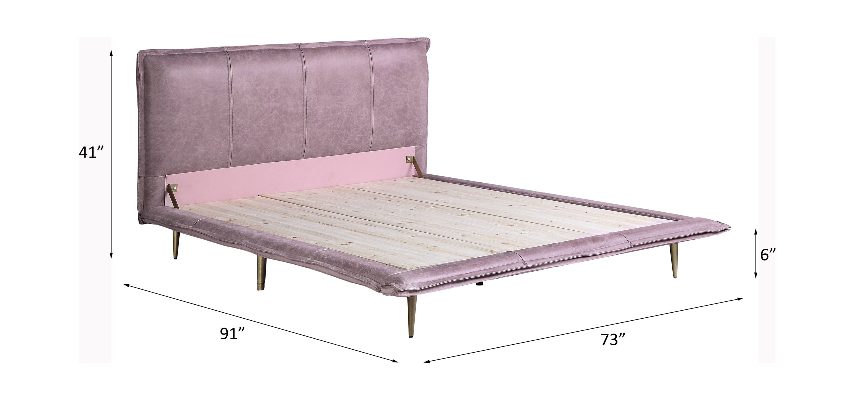 ACME Metis Queen Bed in Pink Top Grain Leather BD00561Q