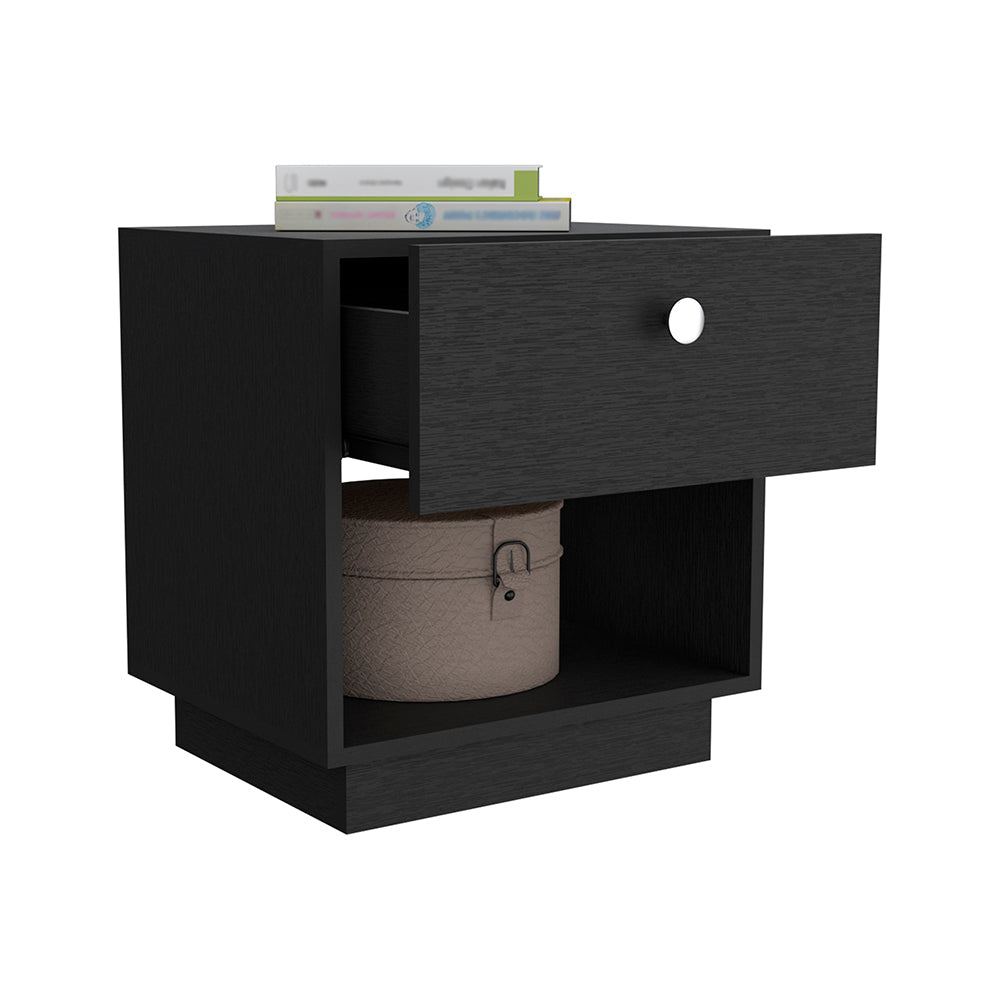 Nightstand Viliigili, One Drawer, Black Wengue Finish