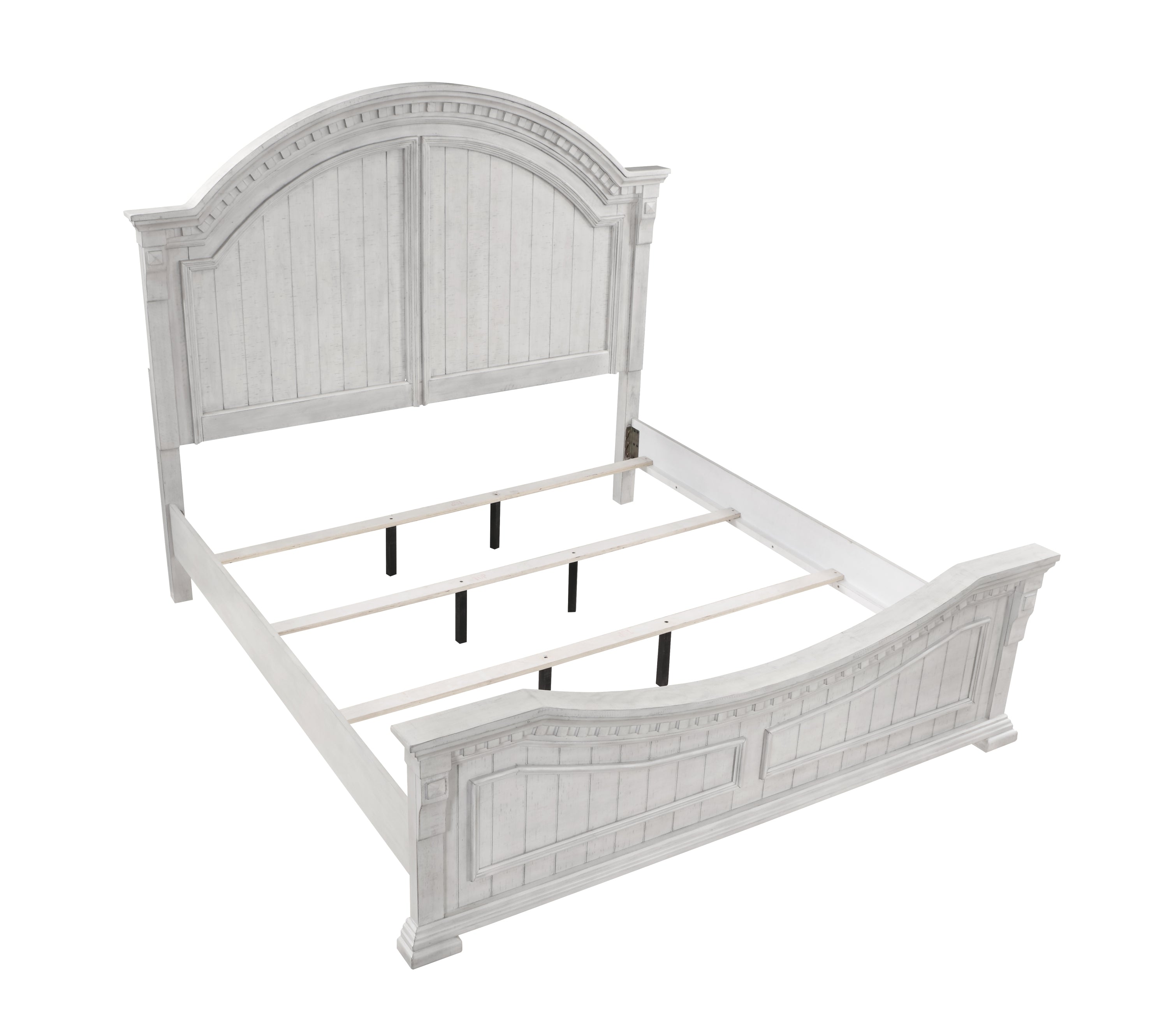 Faith Transitional Style King Bed Made with Wood in Antique white