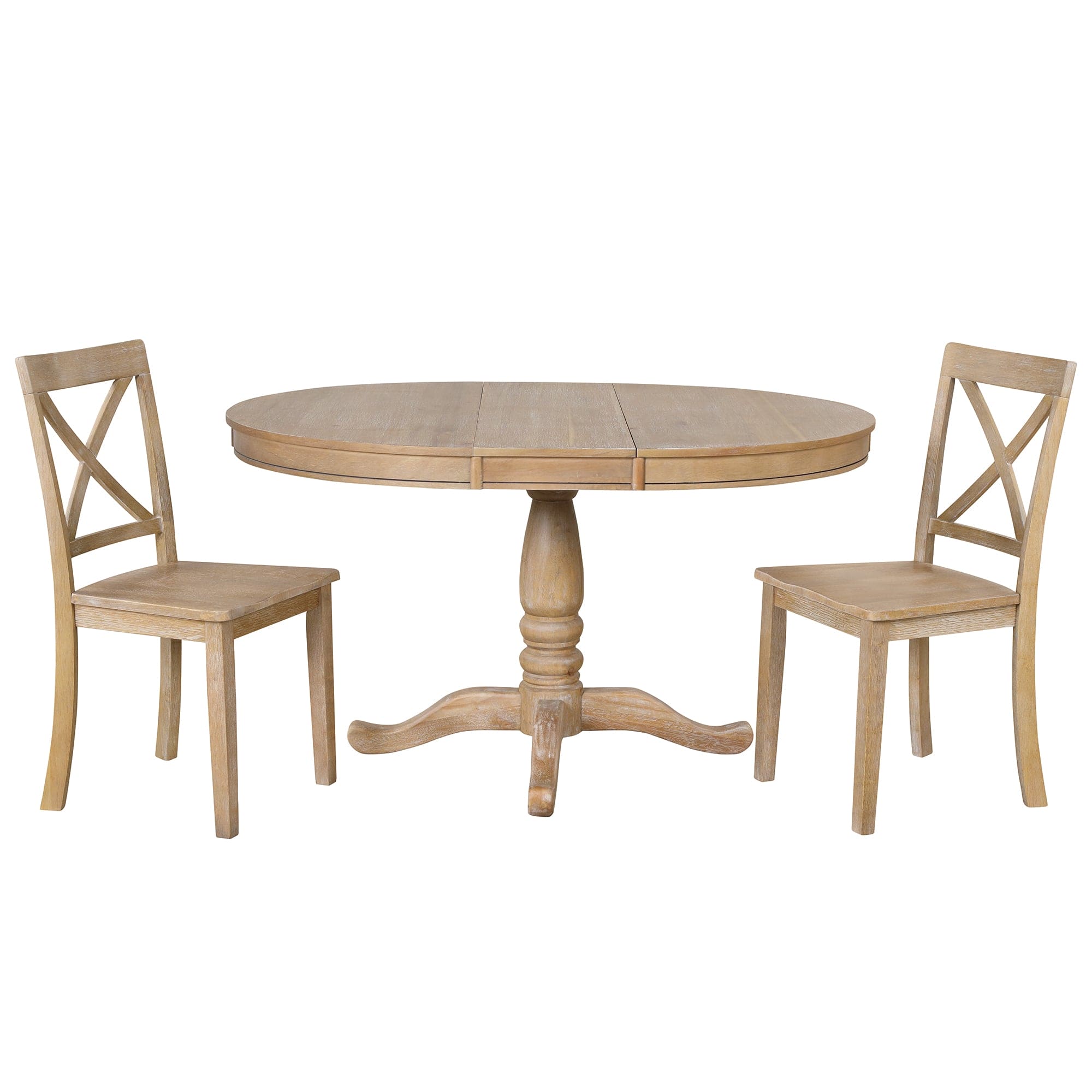 Modern Dining Table Set for 4,Round Table and 4 Kitchen Room Chairs,5 Piece Kitchen Table Set for Dining Room,Dinette,Breakfast Nook,Natural Wood Wash