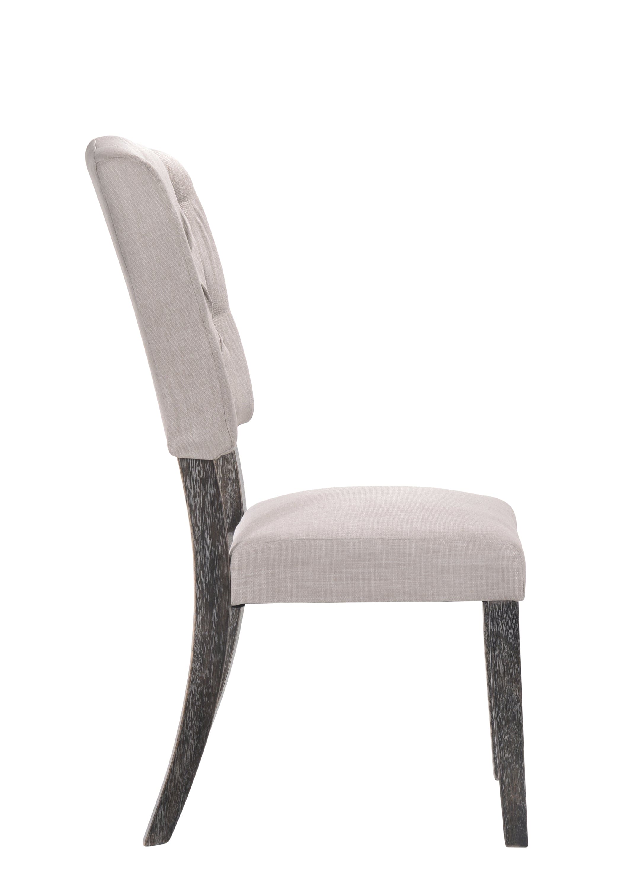 ACME Bernard Side Chair (Set-2), Fabric & Weathered Gray Oak (2Pc/1Ctn) 66192