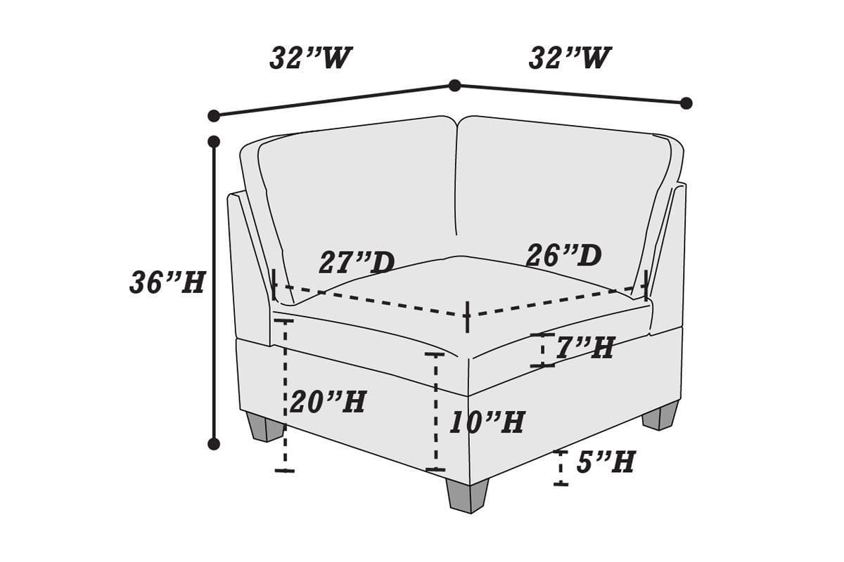 Modular Sofa Set 6pc Set Living Room Furniture Sofa Loveseat Couch Grey Linen Like Fabric 4x Corner Wedge 1x Armless Chair and 1x Ottoman