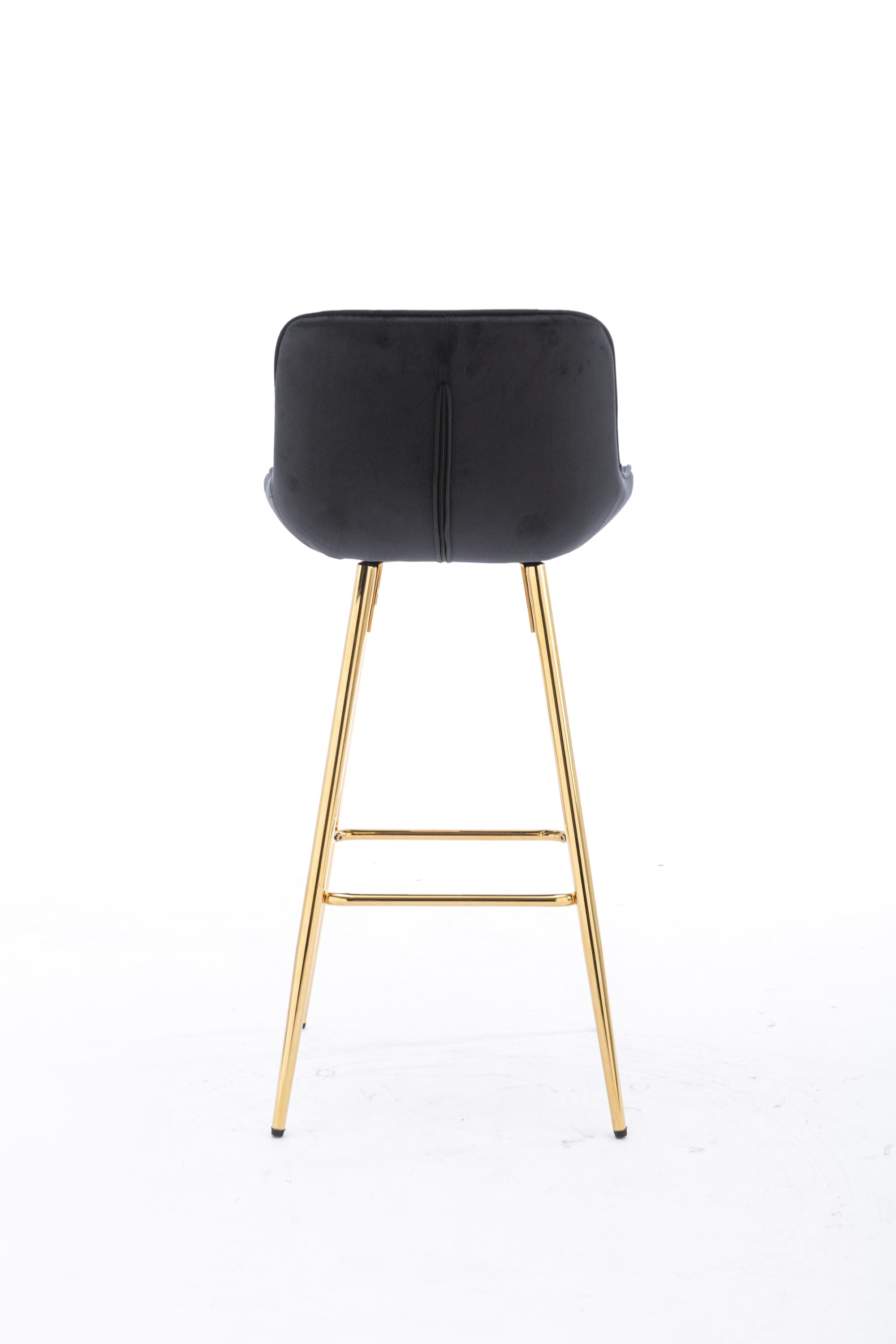 26 Inch Set of 2 Bar Stools,with Chrome Footrest  Velvet Fabric Counter Stool Golden Leg Simple Bar Stool,BLACK