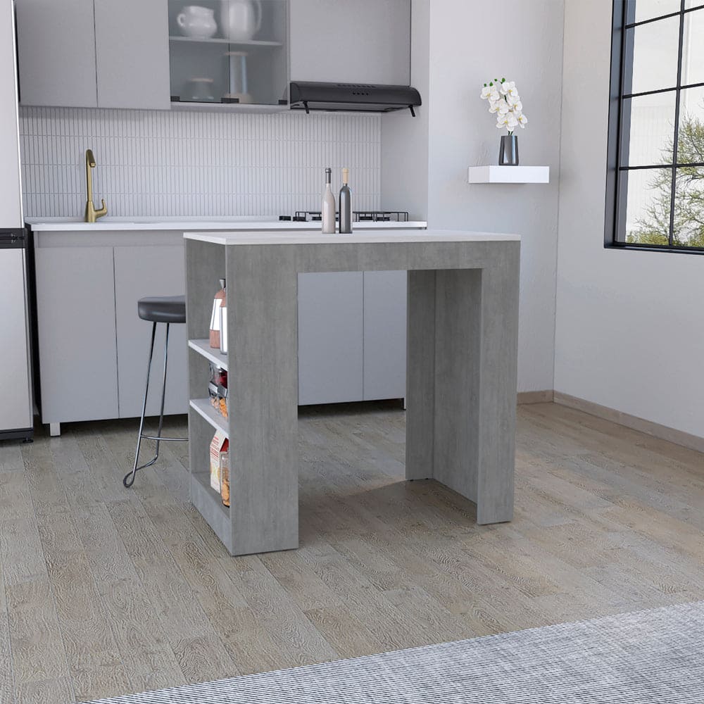 Kitchen Island Doyle, Kitchen, Concrete Gray / Ibiza Marble