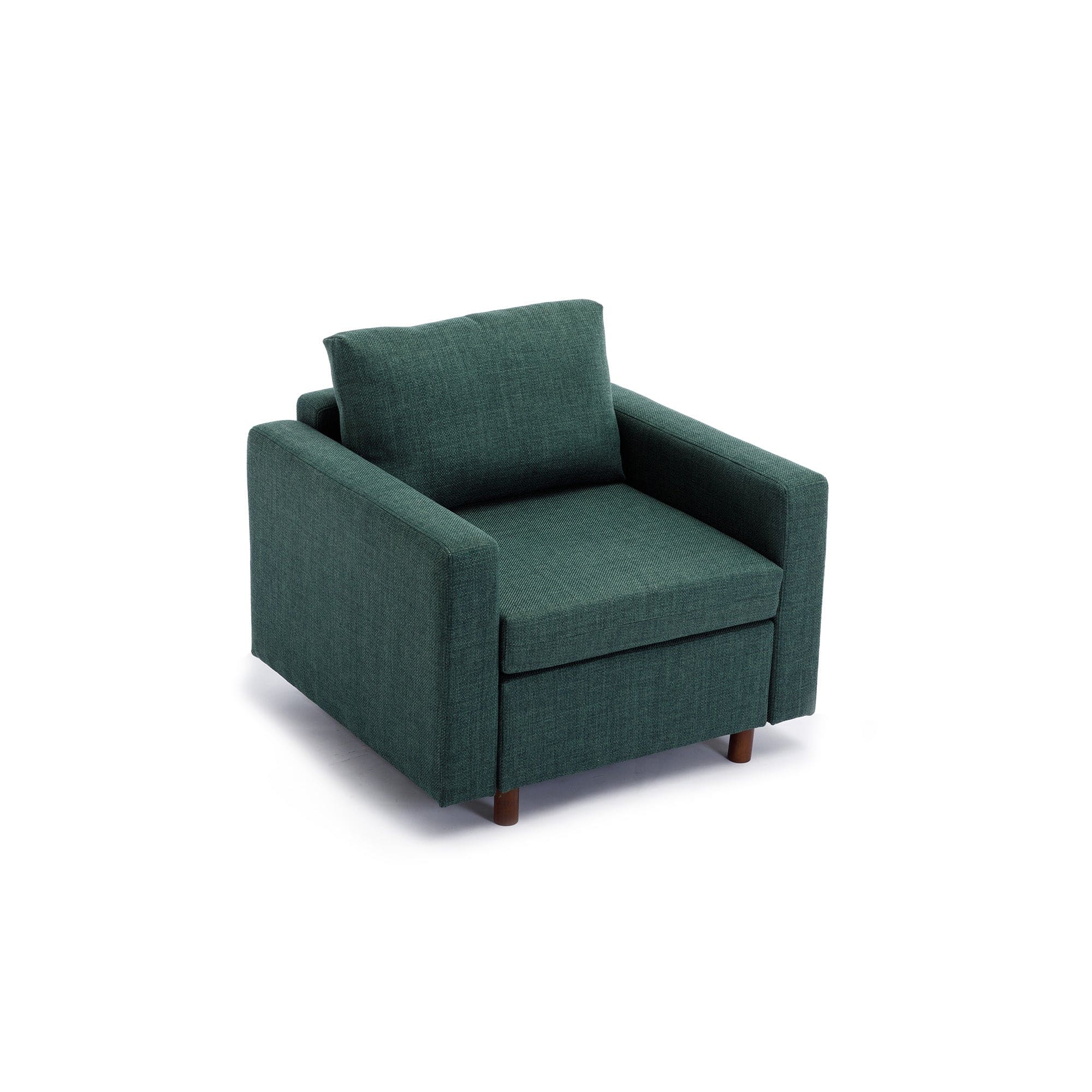 Single Seat Module Sofa Sectional Couch With Armrest With 1 Ottoman,Cushion Covers Non-removable and Non-Washable,Green