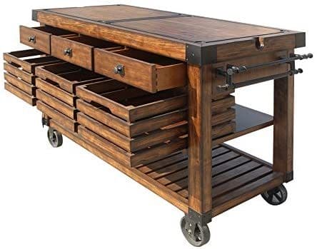 ACME Kaif Kitchen Cart, Distressed Chestnut 98184