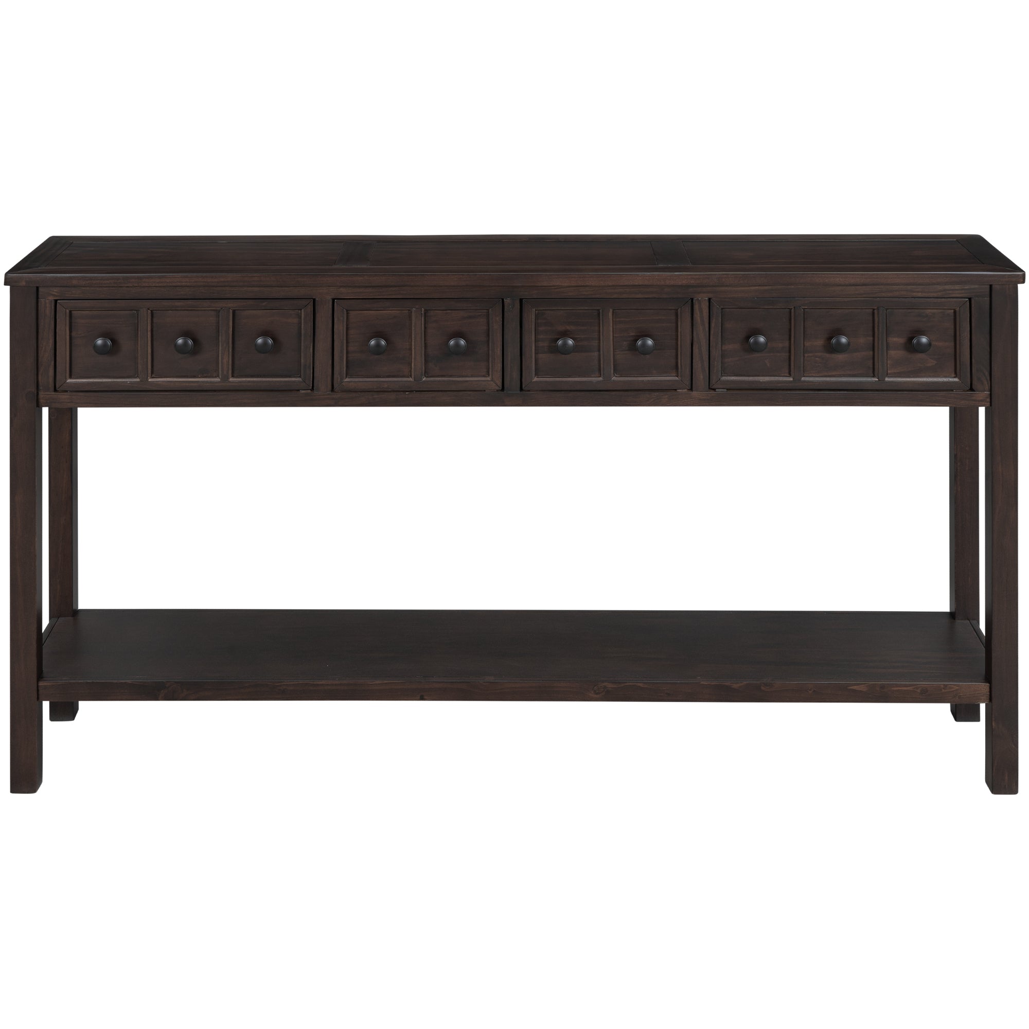 TREXM Rustic Entryway Console Table, 60" Long Sofa Table with two Different Size Drawers and Bottom Shelf for Storage (Espresso)