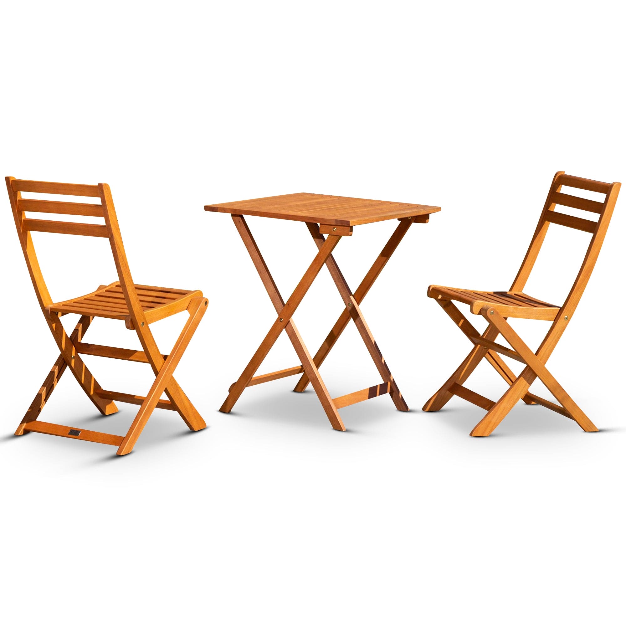 3-Piece Eucalyptus Bistro Set, Square, Natural Oil