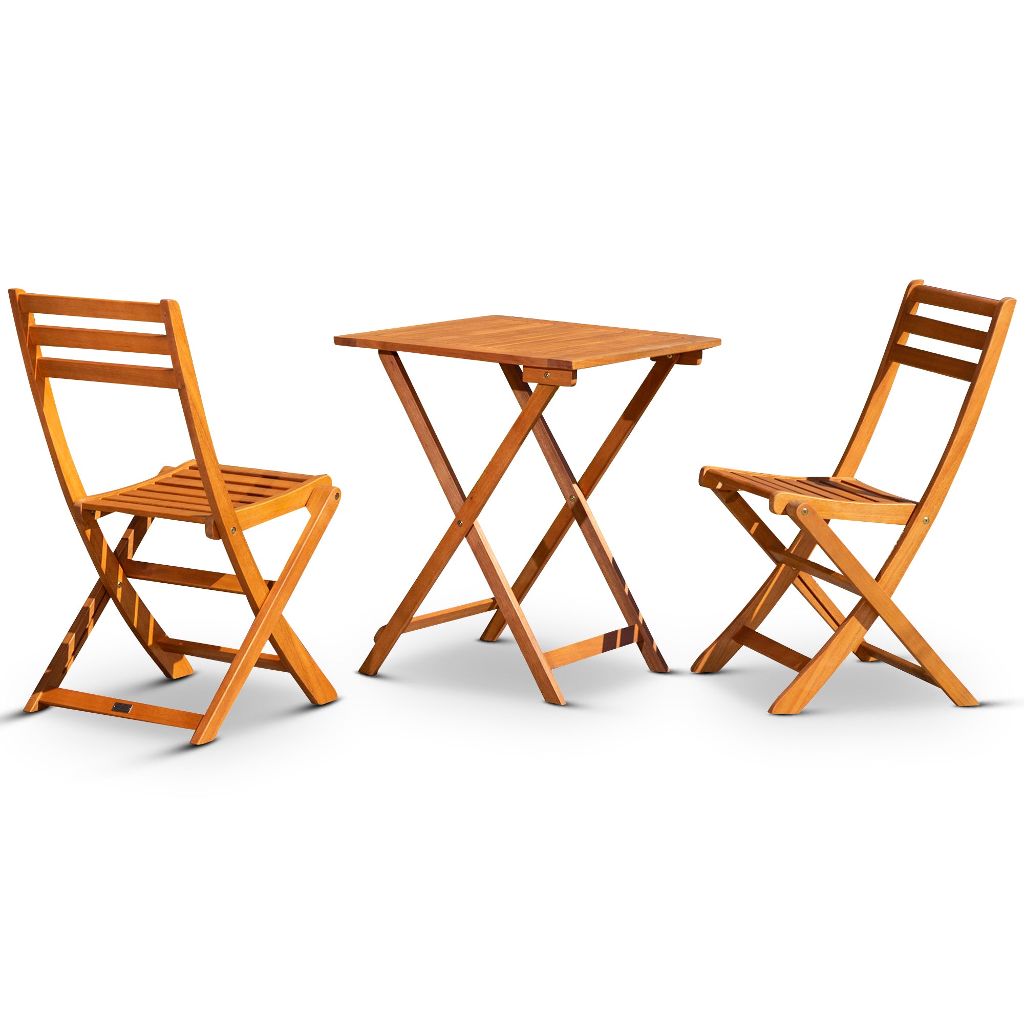 3-Piece Eucalyptus Bistro Set, Square, Natural Oil