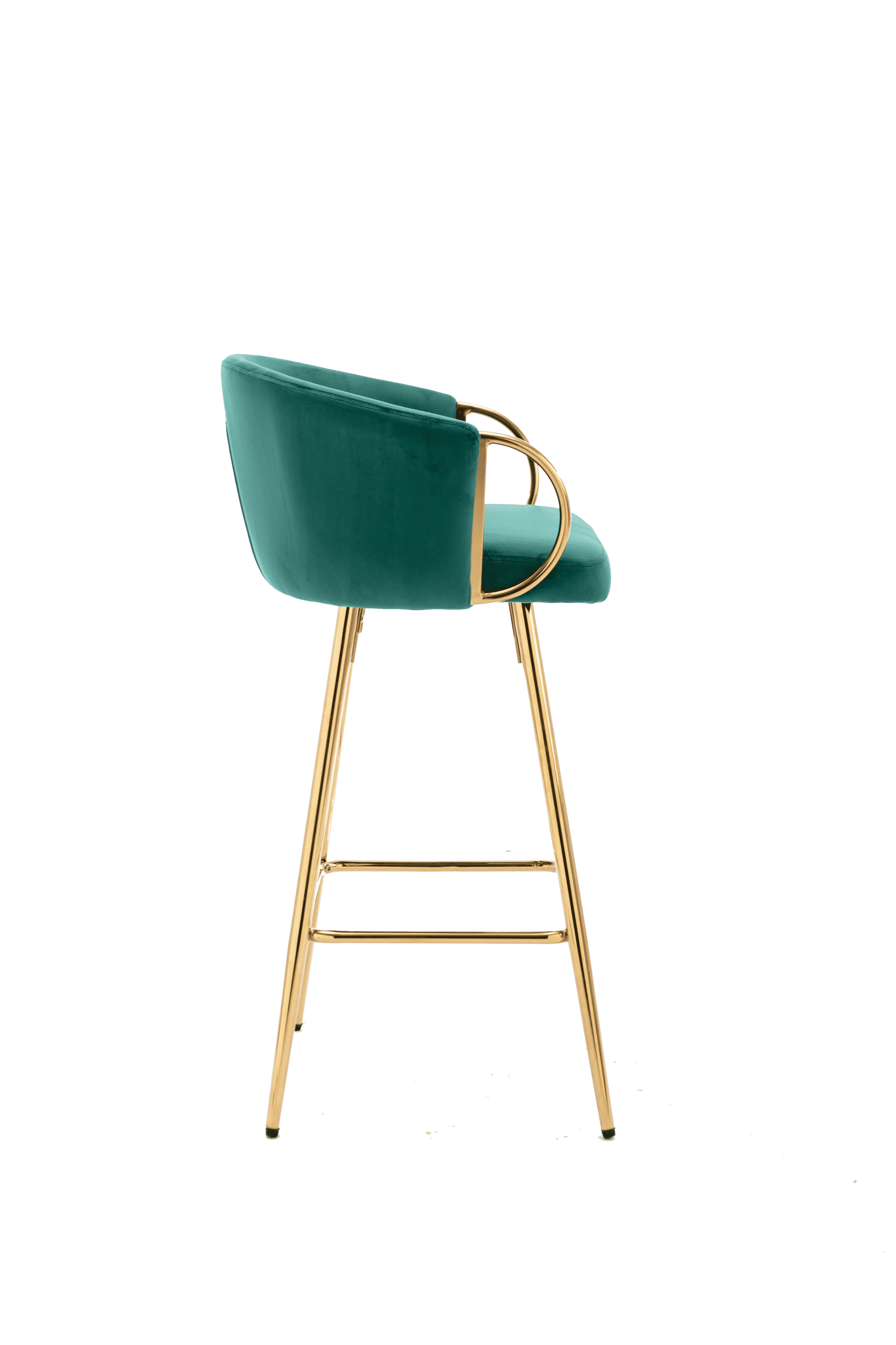 26 Inch Set of 2 Bar Stools,with Chrome Footrest and Base Velvet + Golden Leg Simple Bar Stool,GREEN