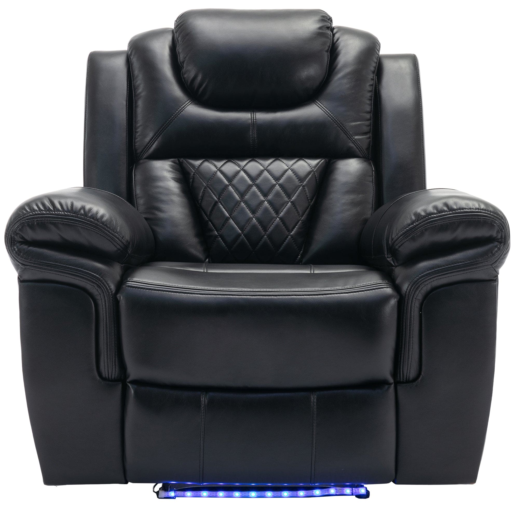 Home Theater Seating Manual Recliner Chair with LED Light Strip for Living Room,Bedroom, Black