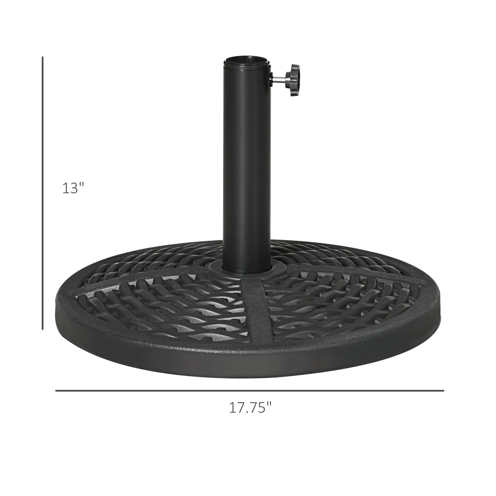 Outsunny 21 lbs. Market Umbrella Base Holder 18" Heavy Duty Round Parasol Stand with Rattan Design for Patio, Black