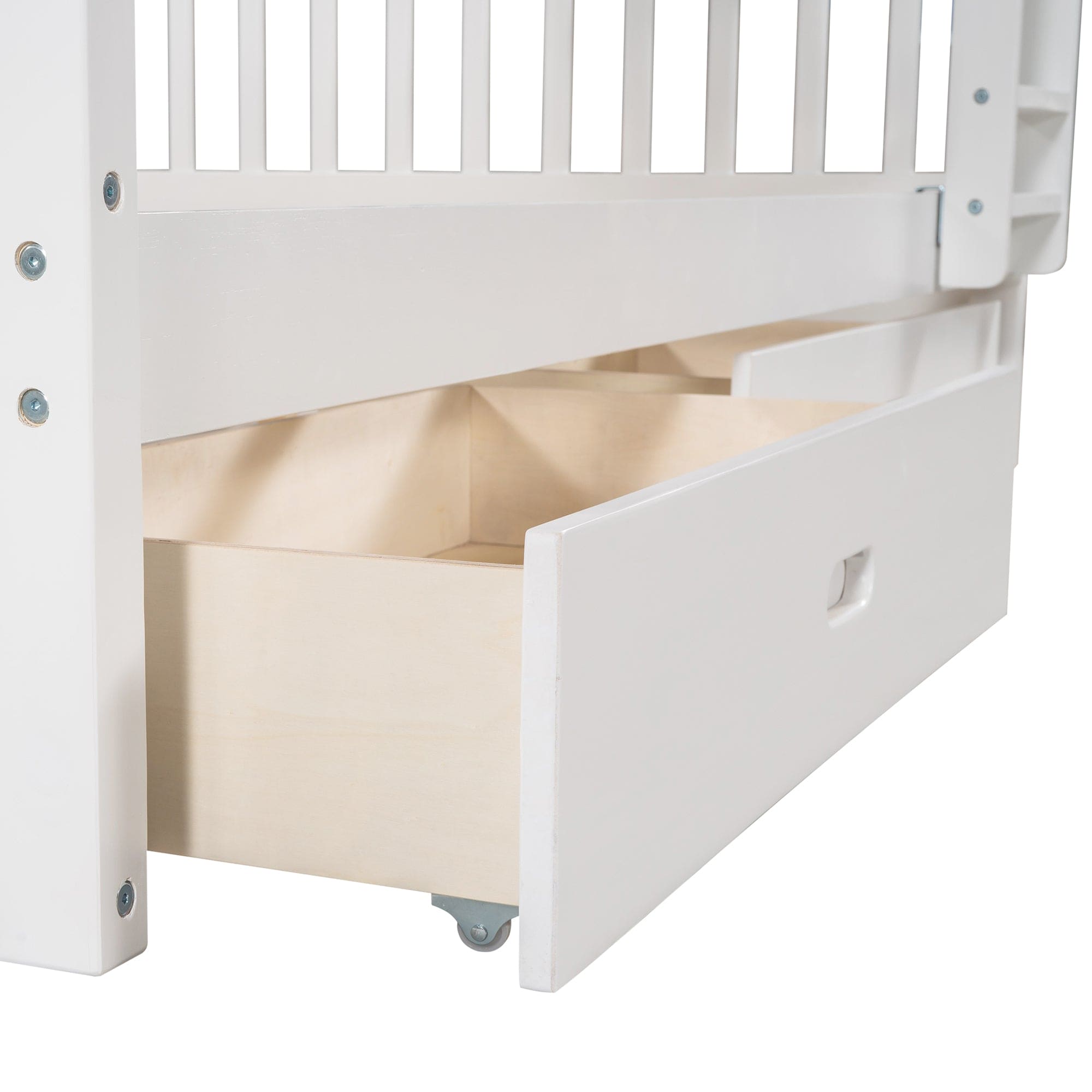 Full-Over-Full Bunk Bed with Ladders and Two Storage Drawers (White)(OLD SKU:LT000365AAK)