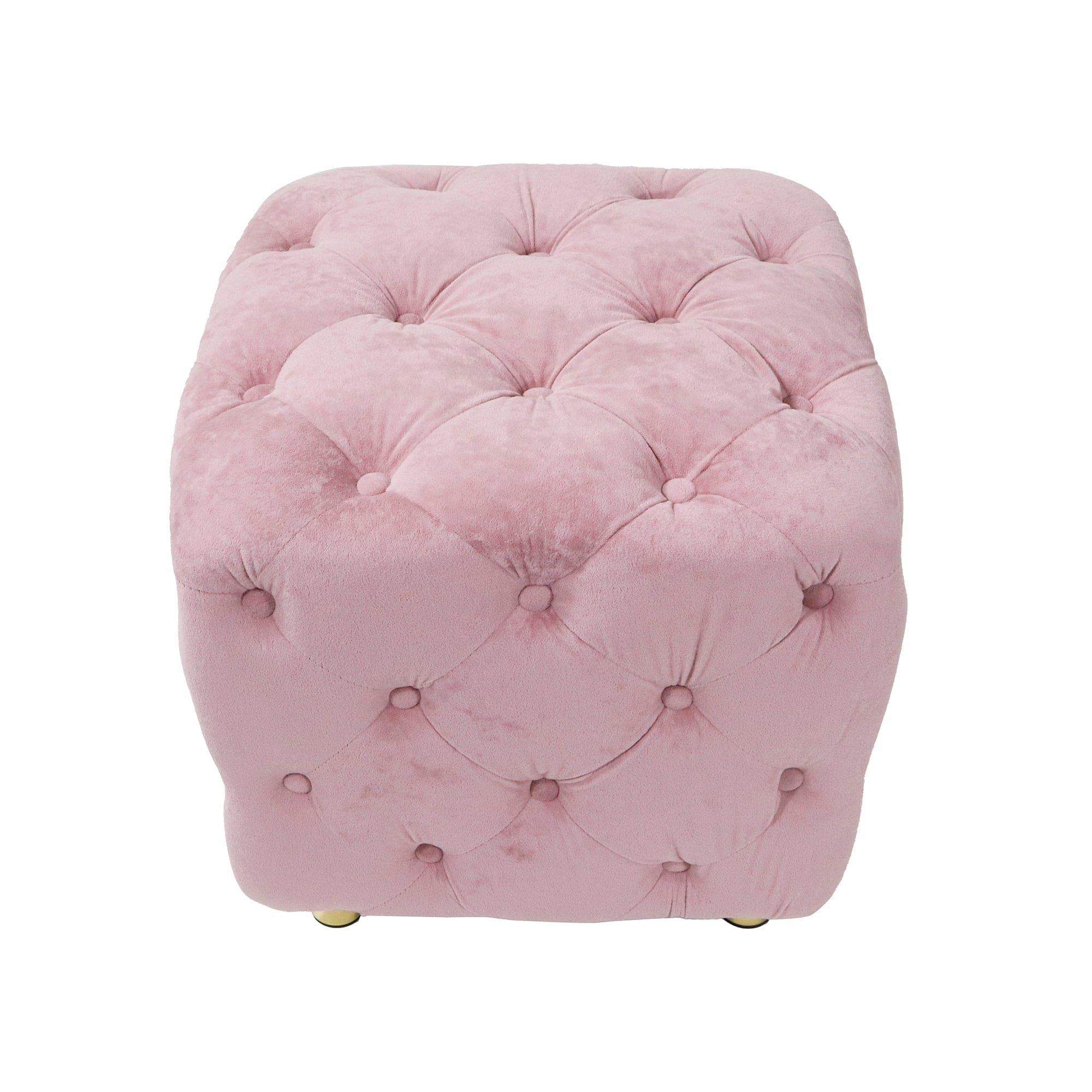 Pink Modern Velvet Upholstered Ottoman, Exquisite Small End Table, Soft Foot Stool,Dressing Makeup Chair, Comfortable Seat for Living Room, Bedroom, Entrance