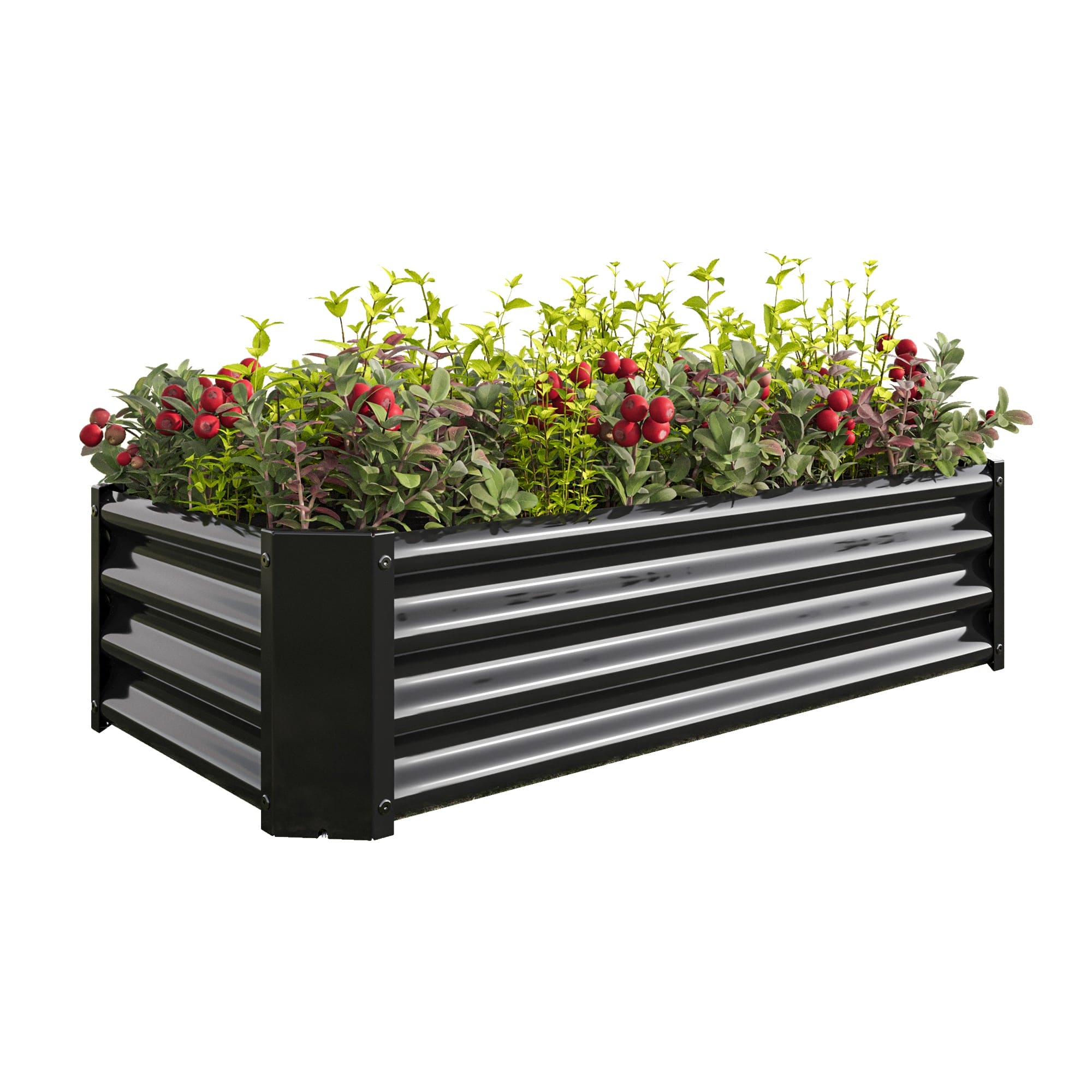 Metal Raised Garden Bed, Rectangle Raised Planter 4×2×1ft  for Flowers Plants, Vegetables Herb Veezyo Black