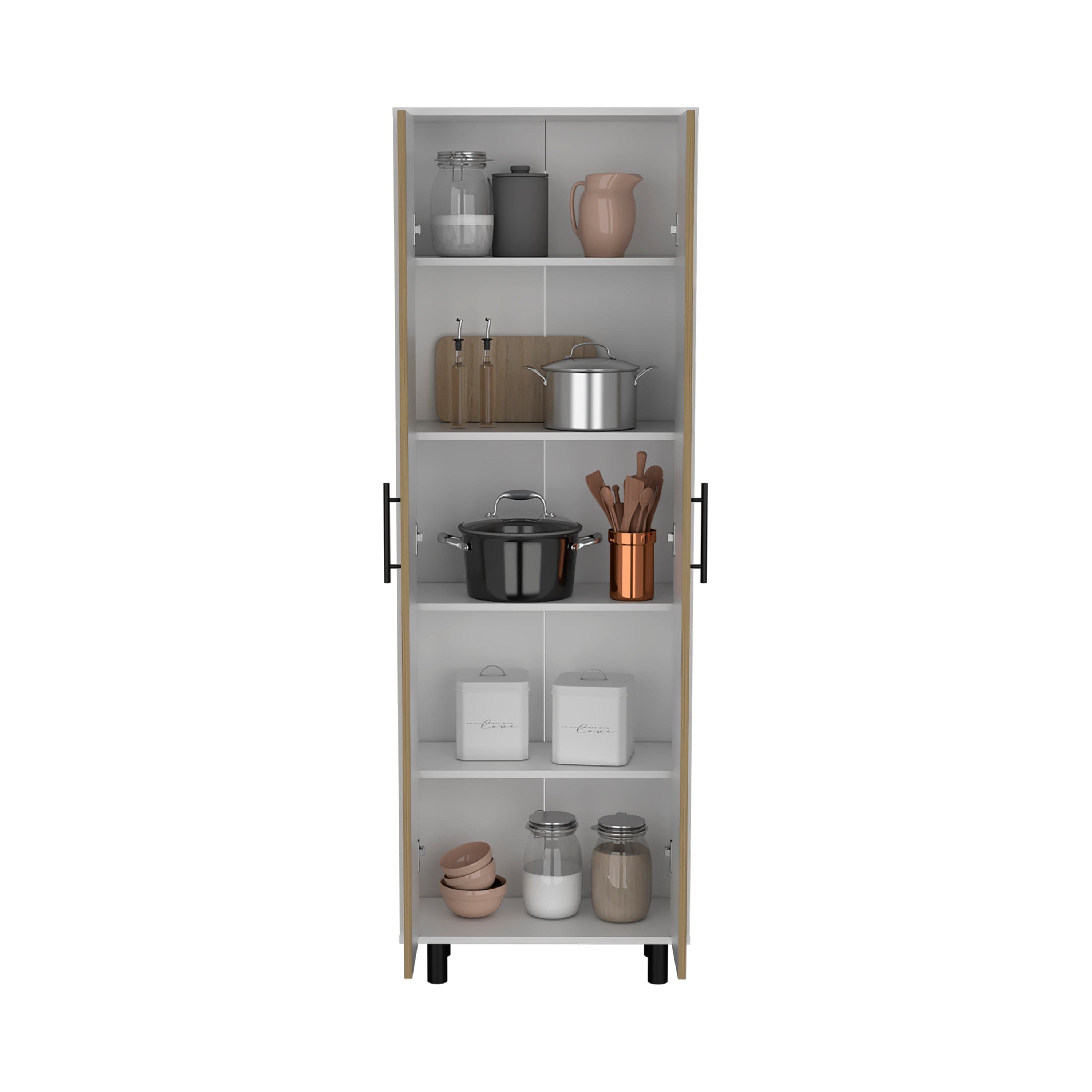 Multistorage Manacor, Five Shelves, Macadamia and White Finish