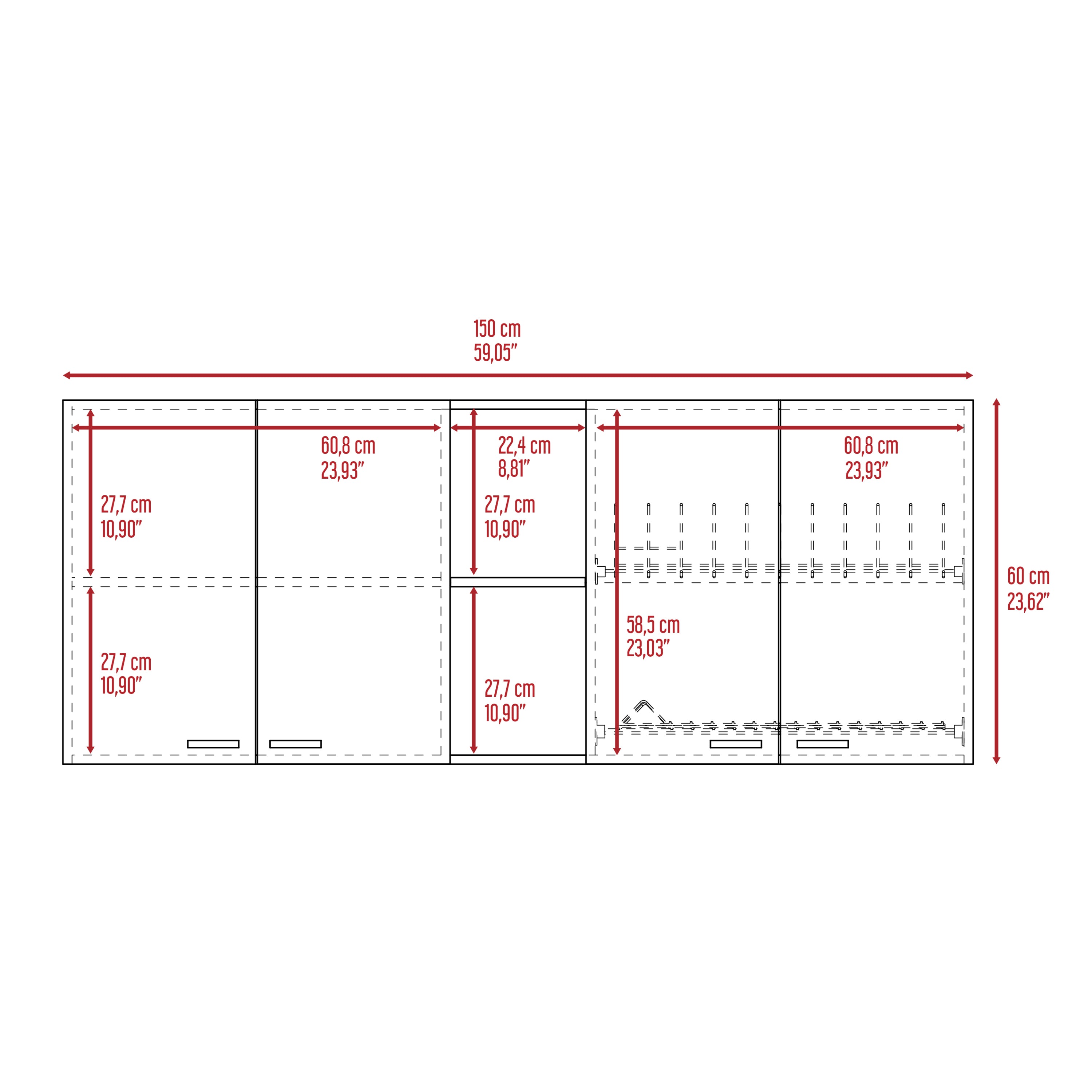 Wall Cabinet Ontario, Double Door, White Finish