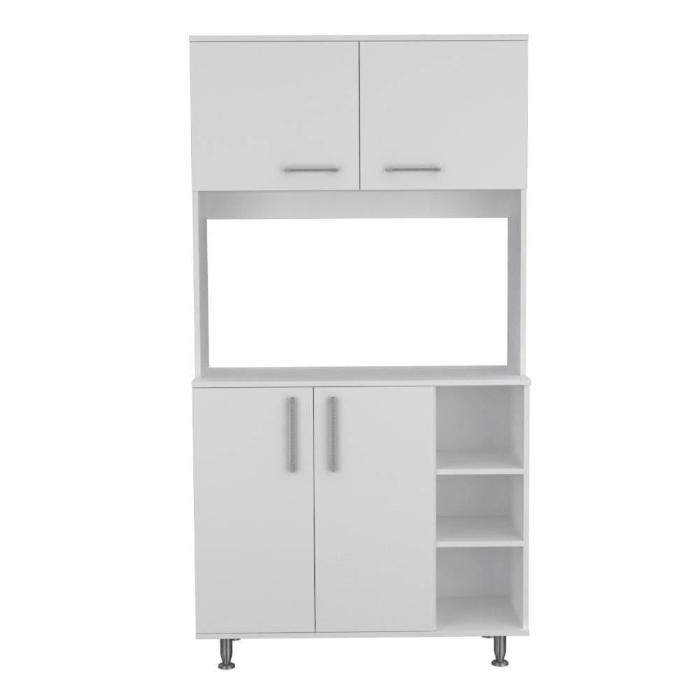 Ralston 2-Piece Kitchen Set, Kitchen Island and Pantry Cabinet, White and Onyx