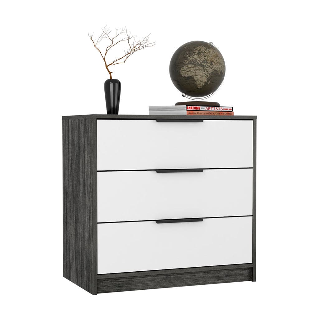 3 Drawers Dresser Maryland, Superior Top, Smokey Oak / White Finish