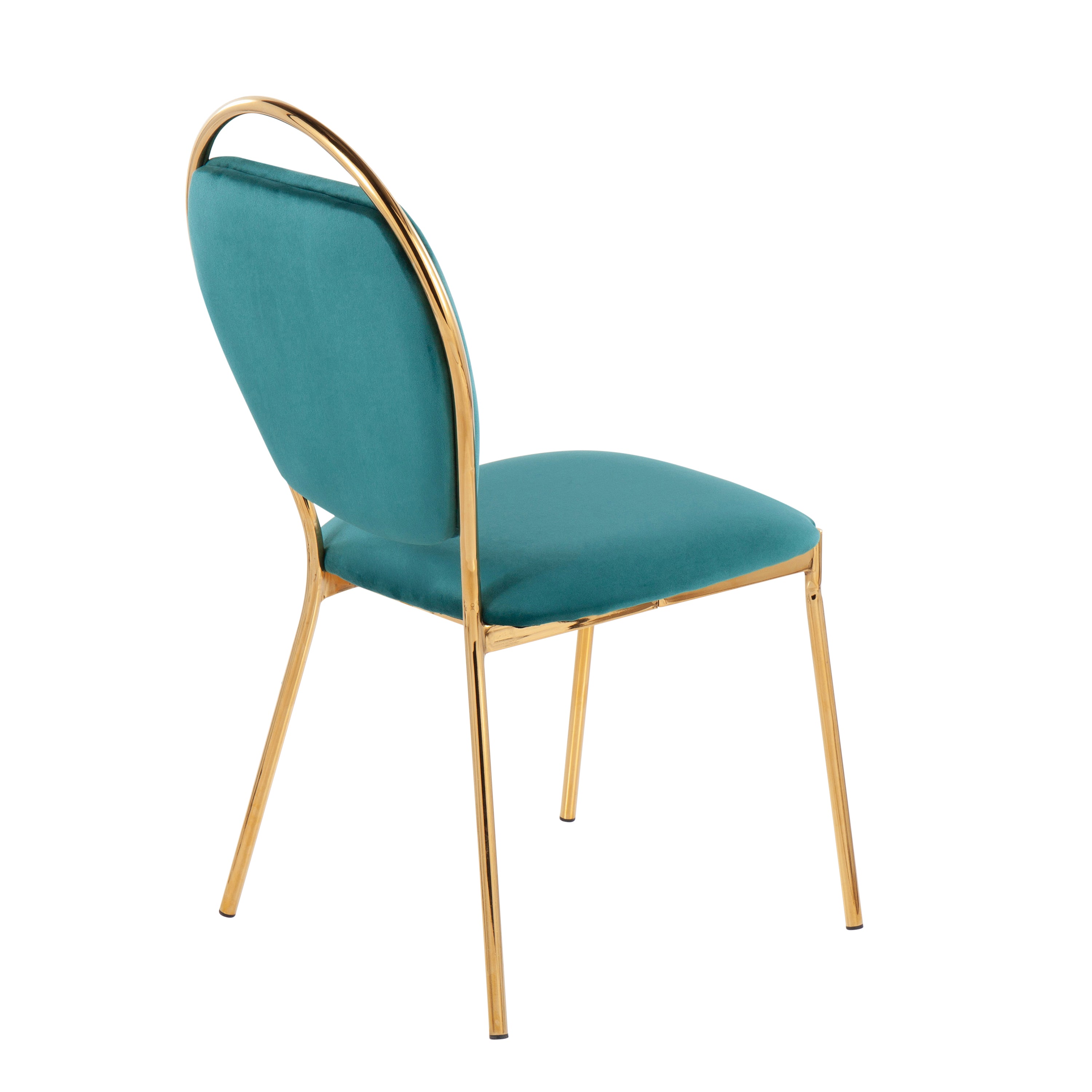 Keyhole Contemporay/Glam Dining Chair in Gold Metal and Green Velvet by LumiSource - Set of 2