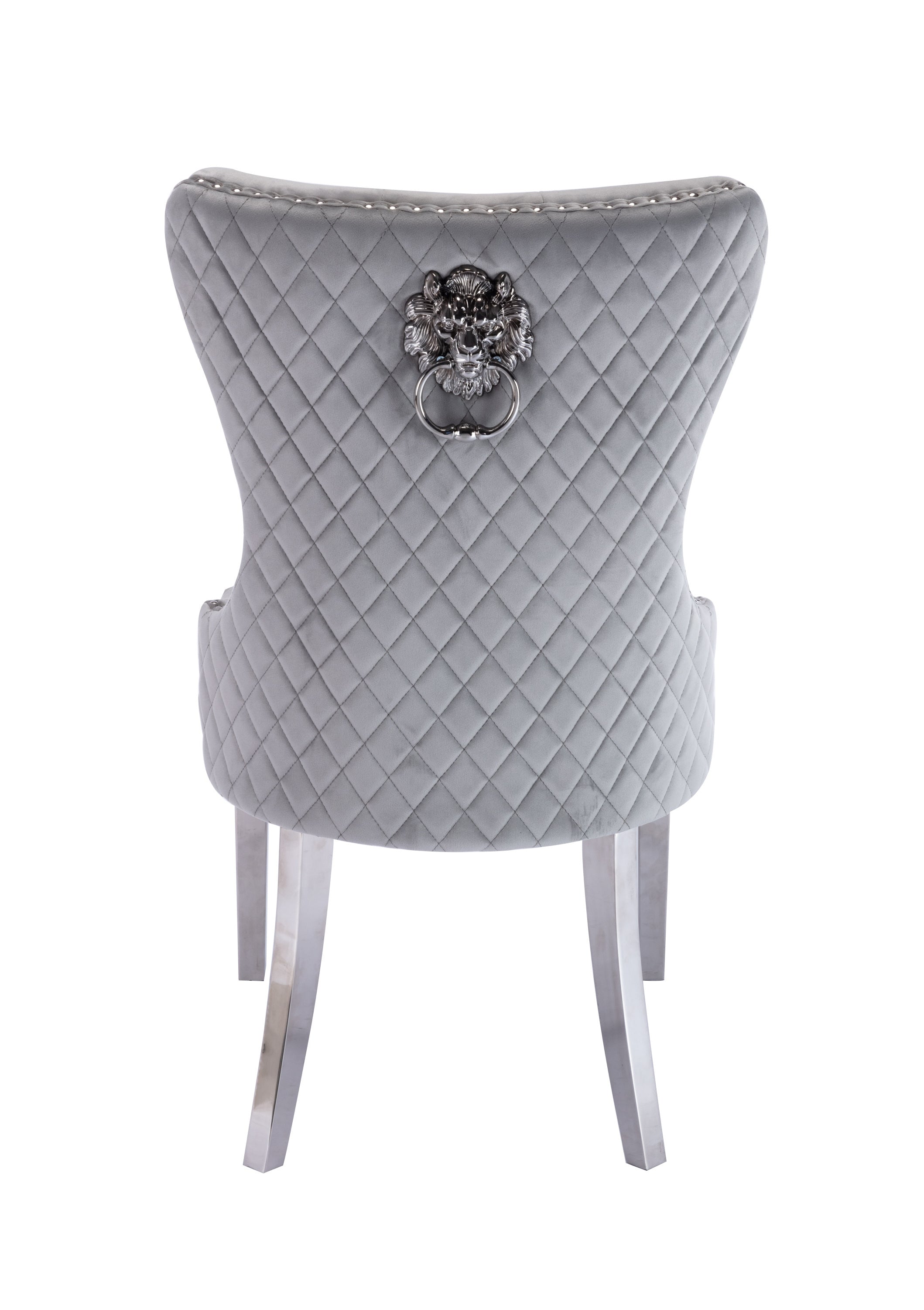 Simba Stainless Steel 2 Piece Chair Finish with Velvet Fabric in Light Gray